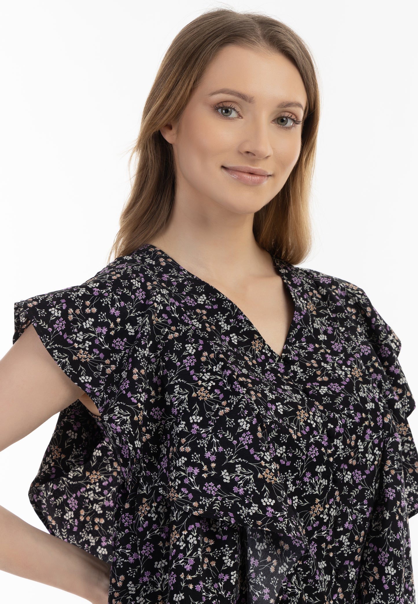 usha women's short sleeve blouse