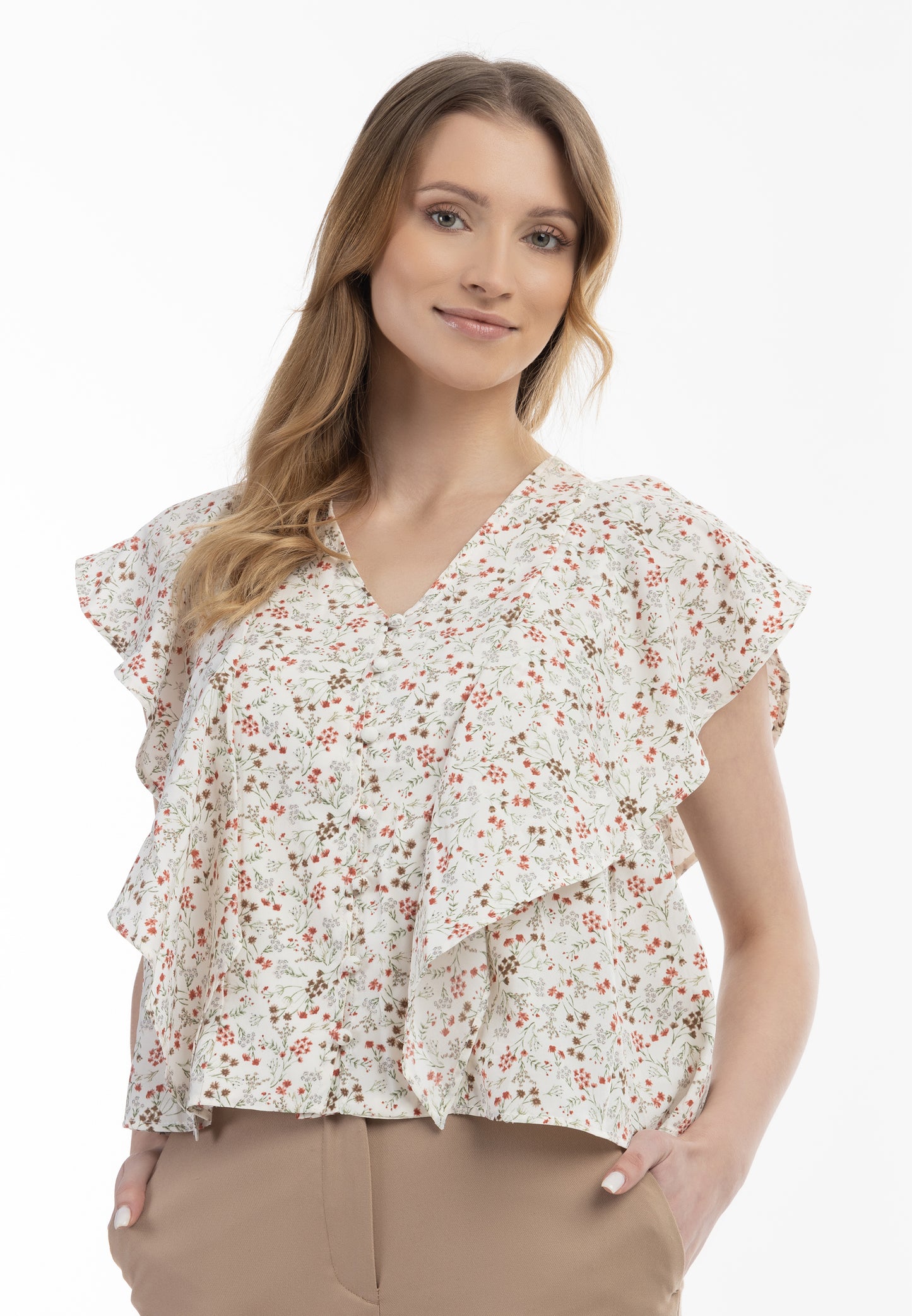 usha women's short sleeve blouse