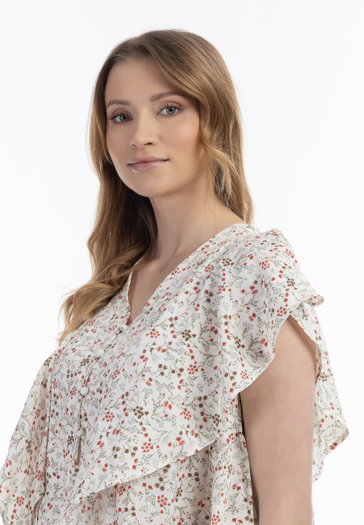 usha women's short sleeve blouse