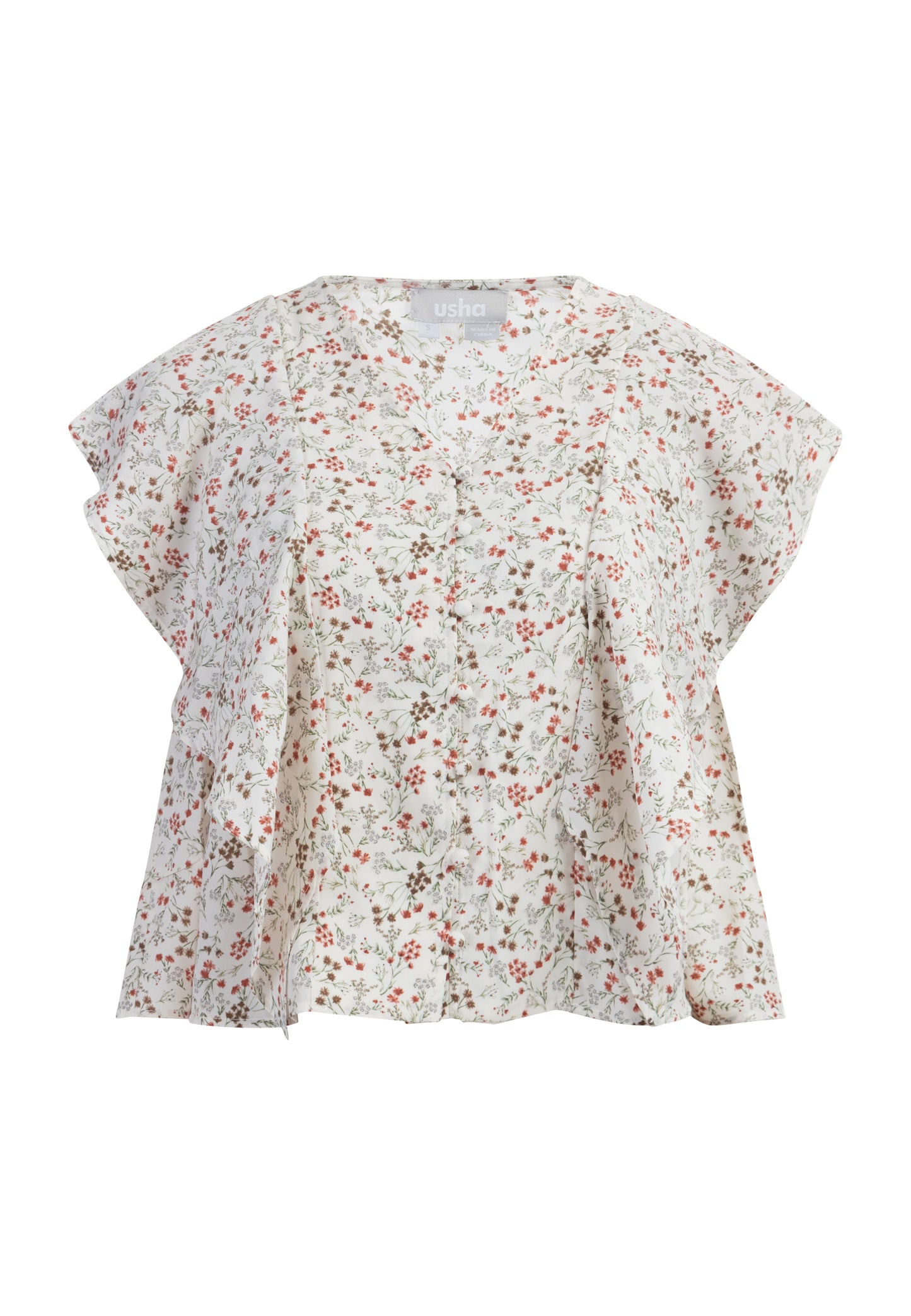 usha women's short sleeve blouse