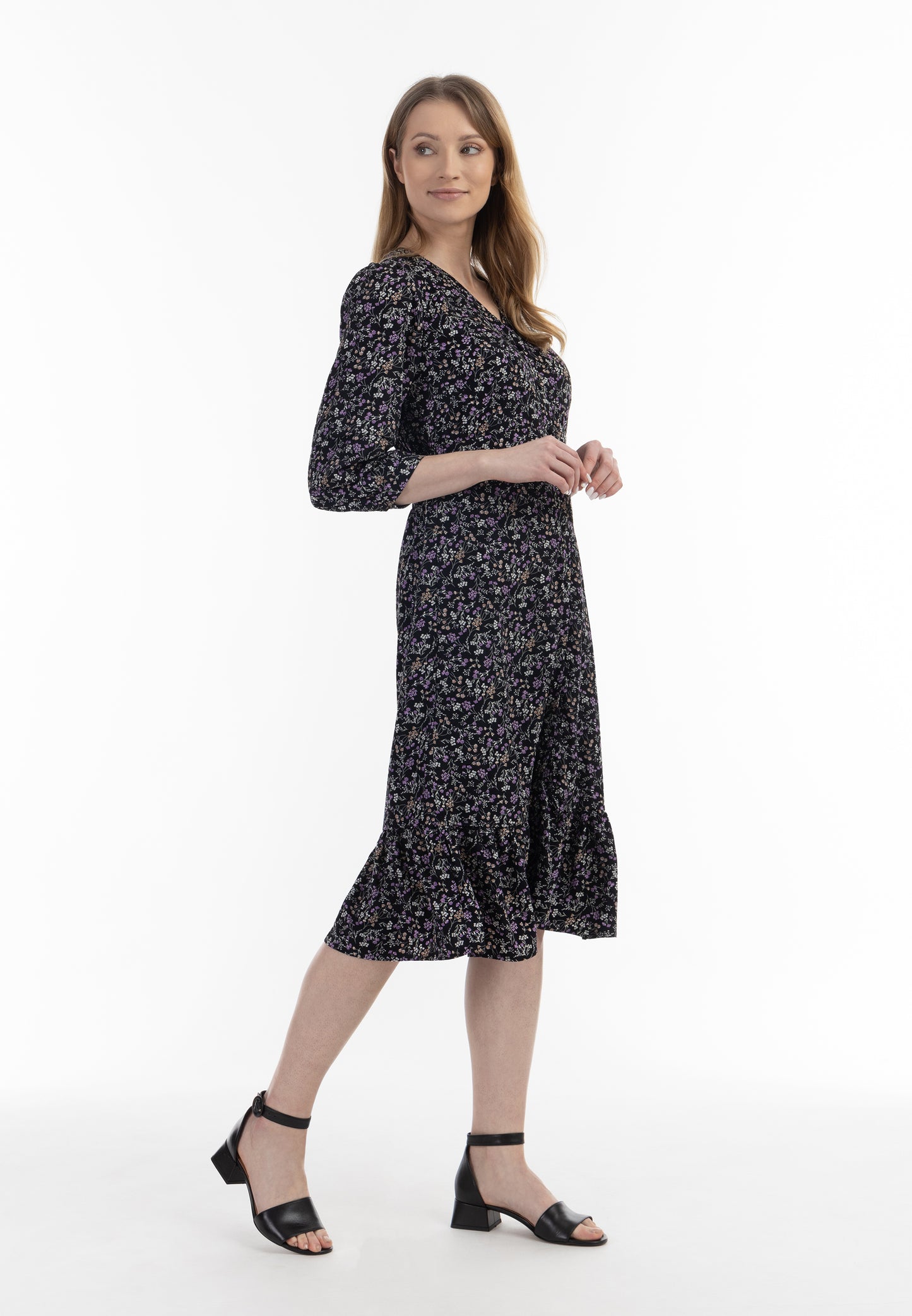 usha women's floral print midi dress