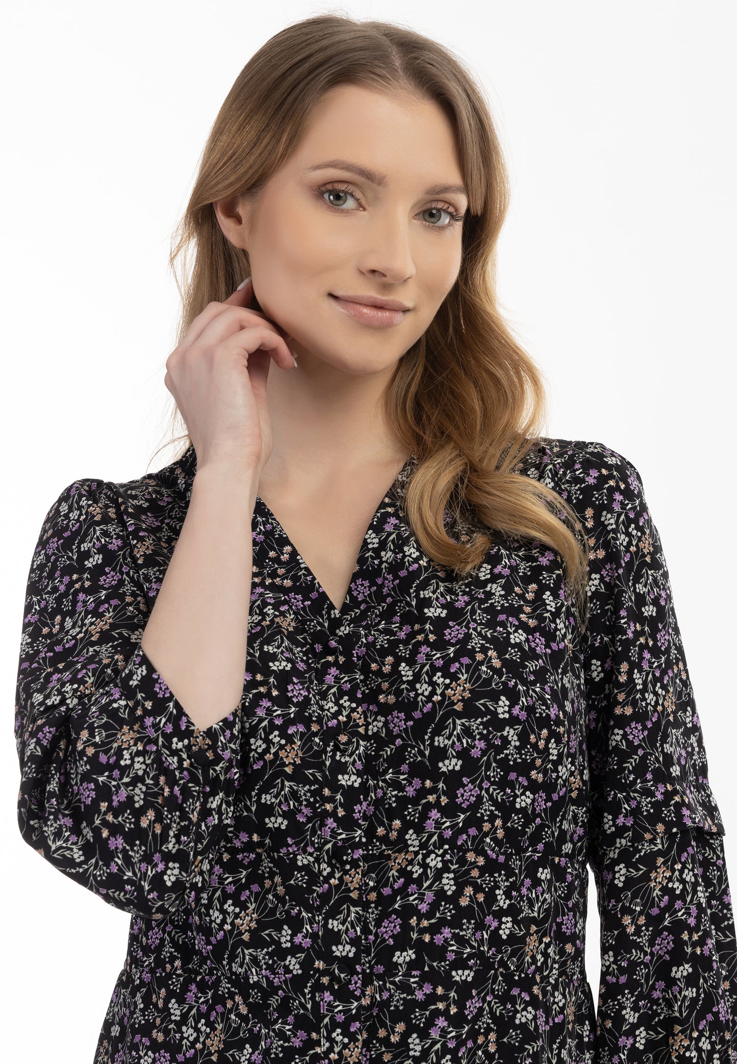 usha women's floral print midi dress