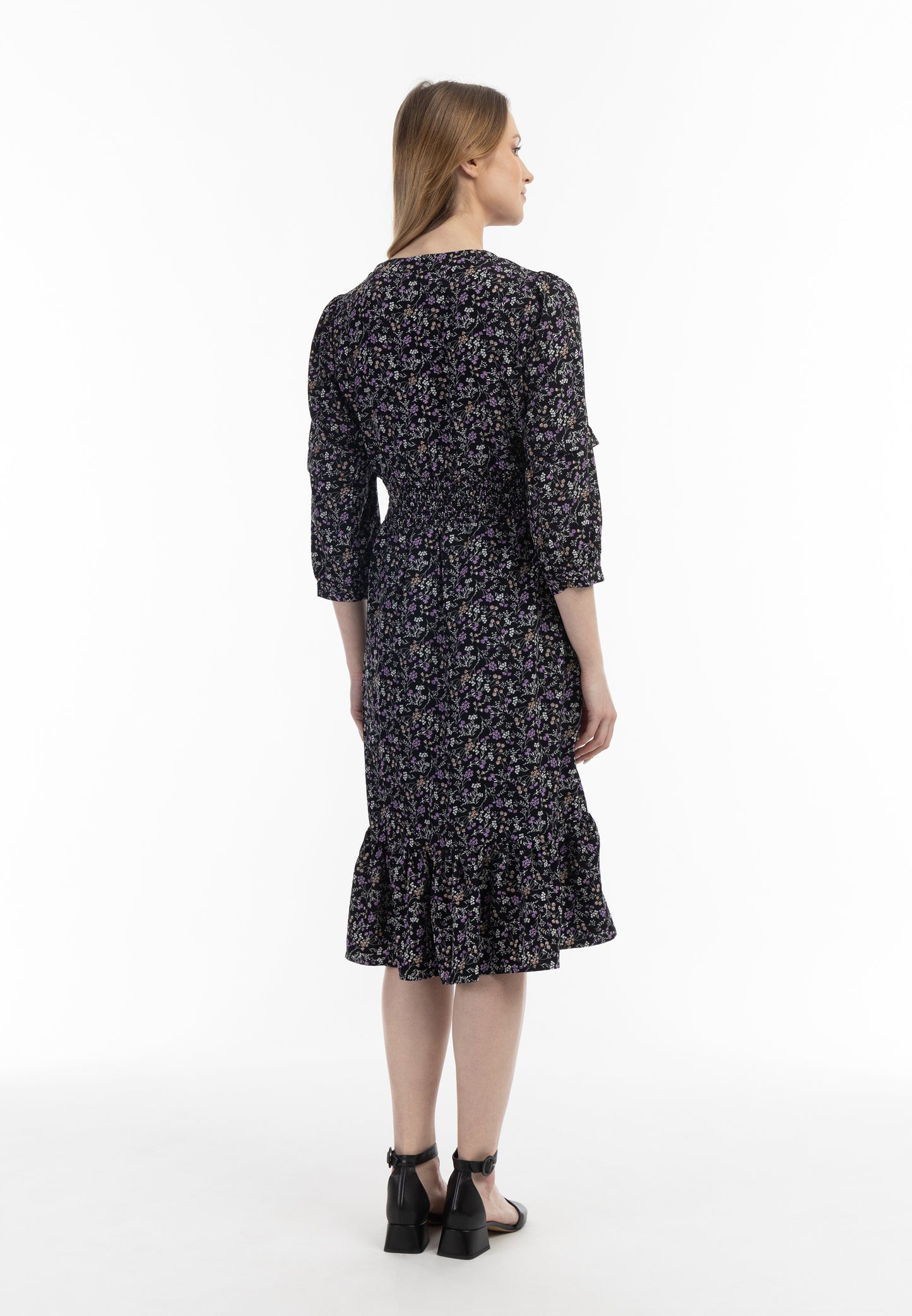 usha women's floral print midi dress