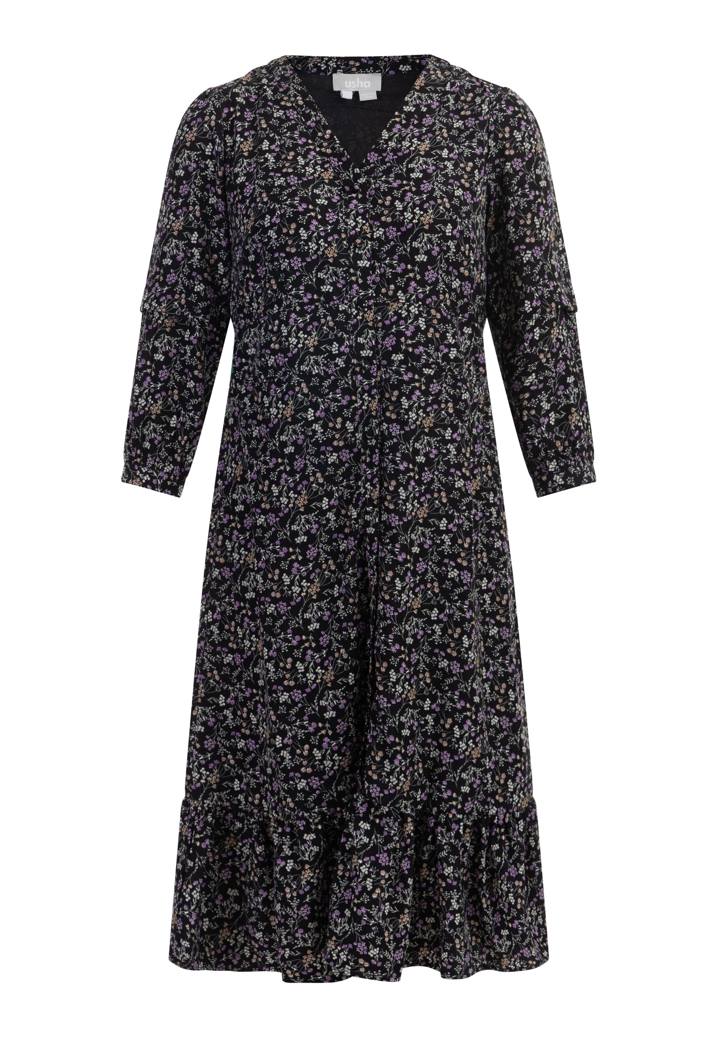 usha women's floral print midi dress