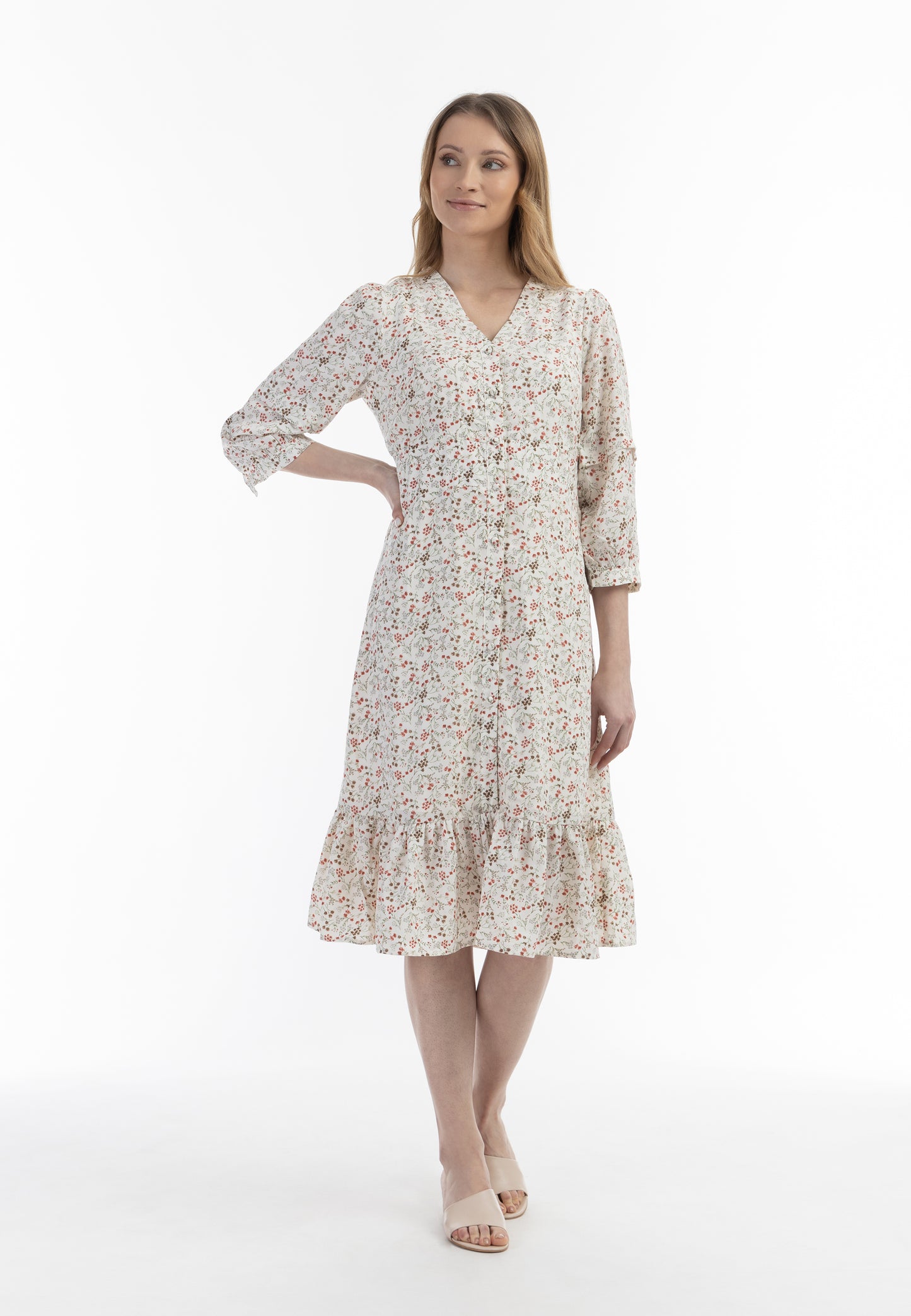 usha women's floral print midi dress