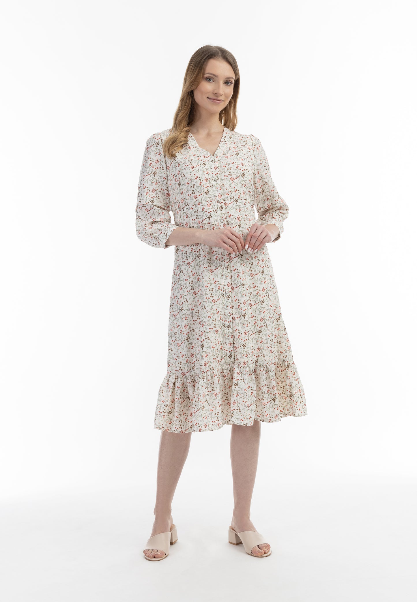 usha women's floral print midi dress