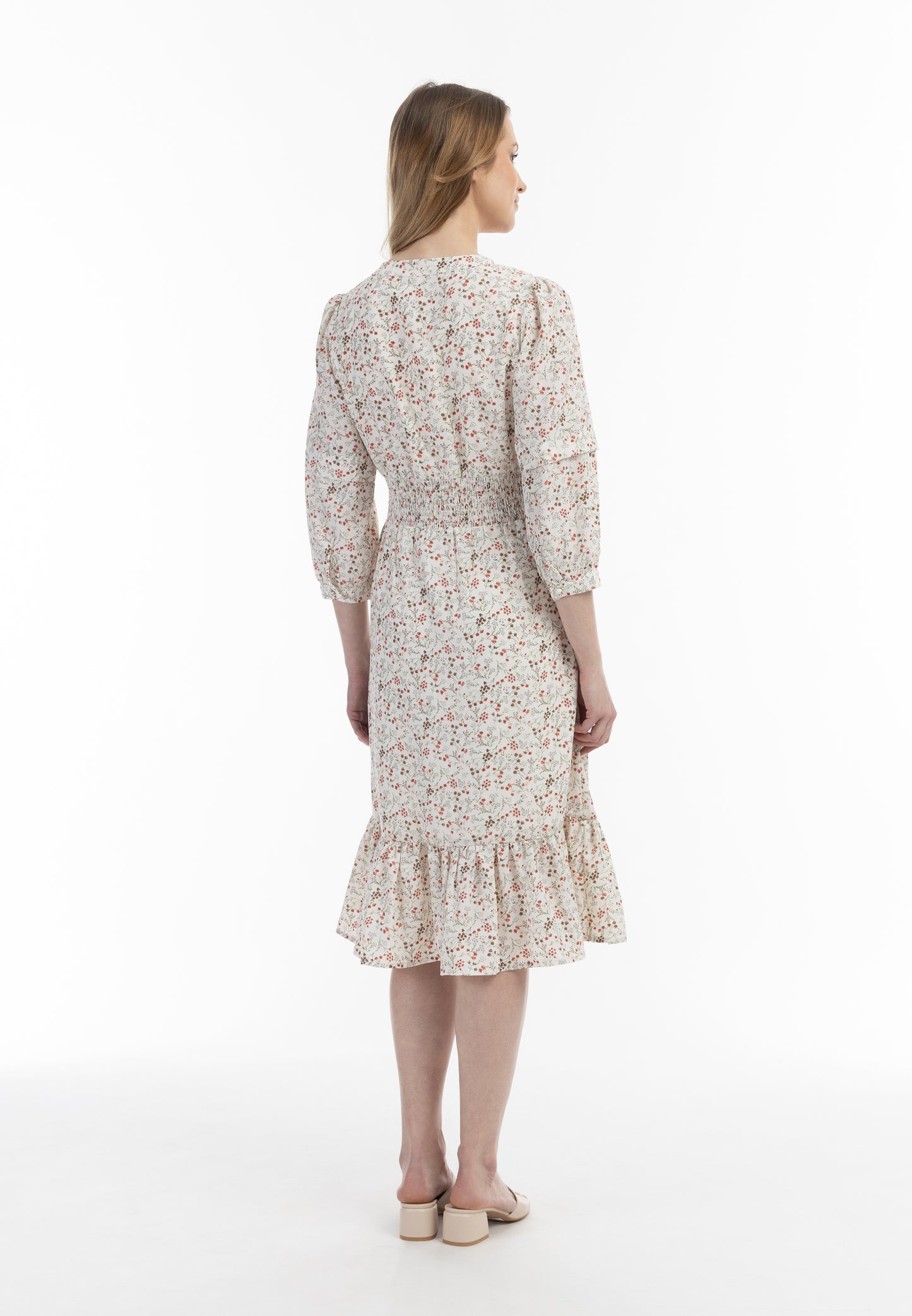 usha women's floral print midi dress