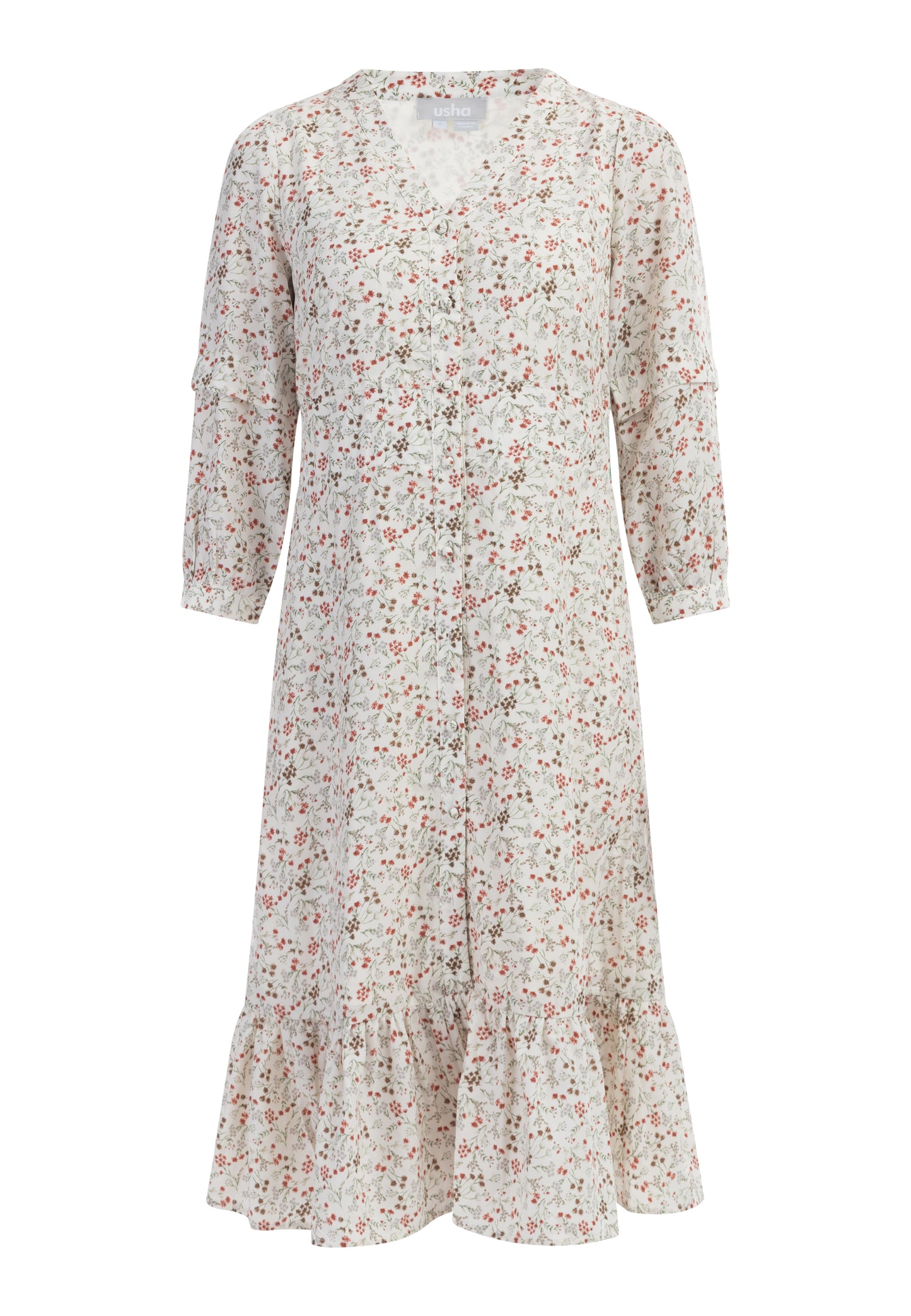 usha women's floral print midi dress