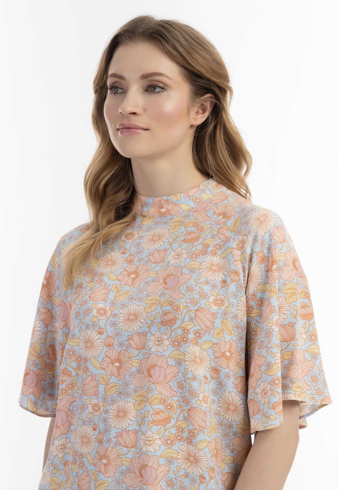 usha women's short sleeve blouse