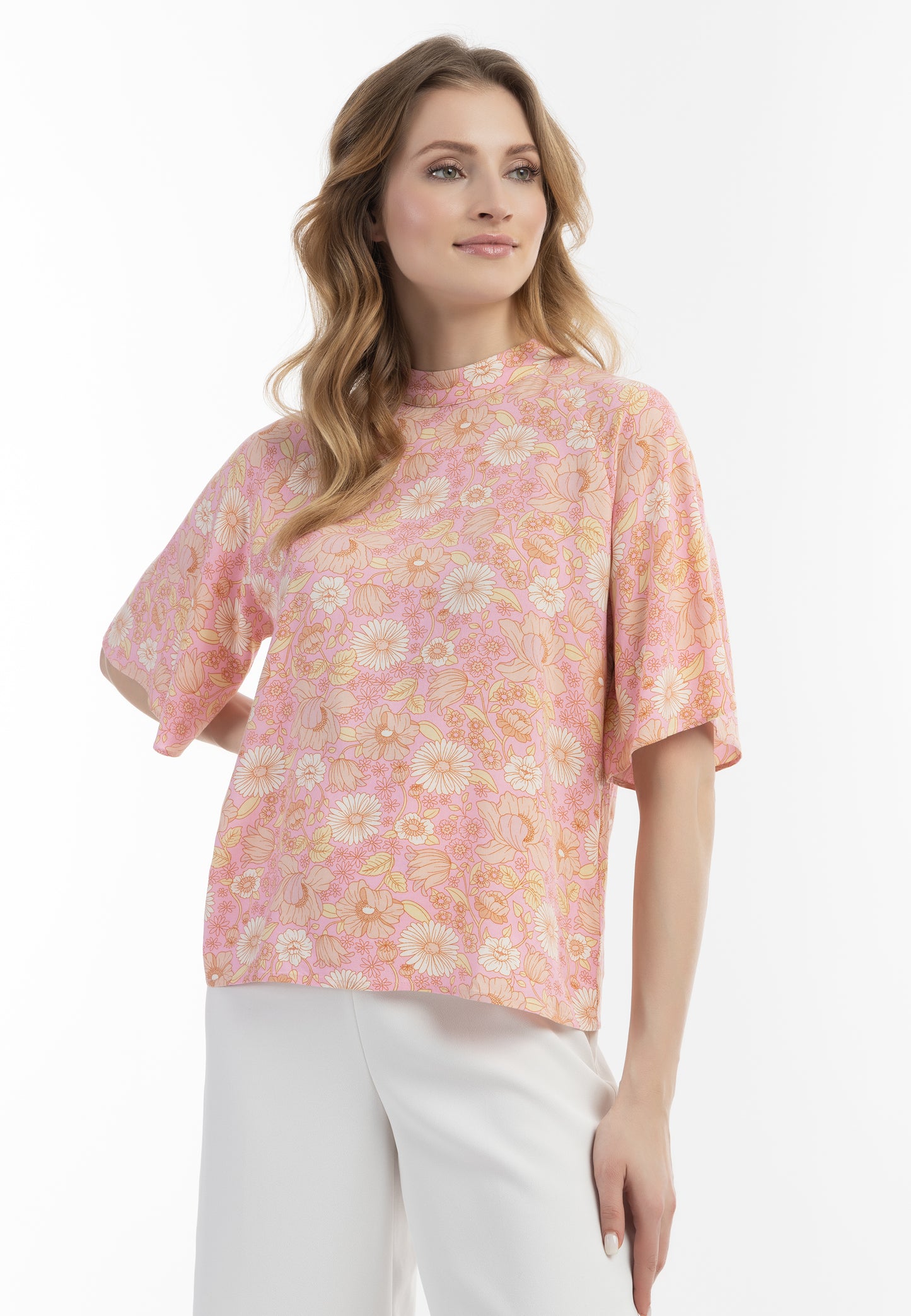 usha women's short sleeve blouse
