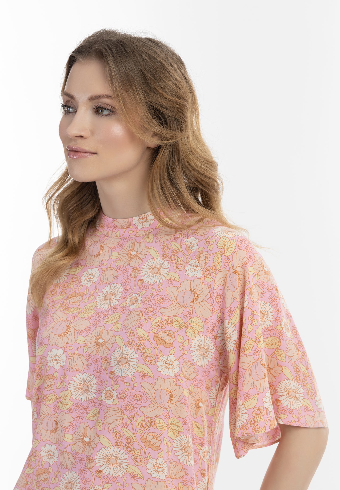 usha women's short sleeve blouse