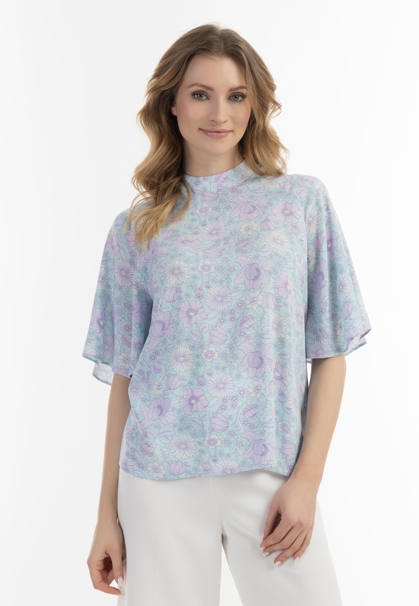 usha women's short sleeve blouse