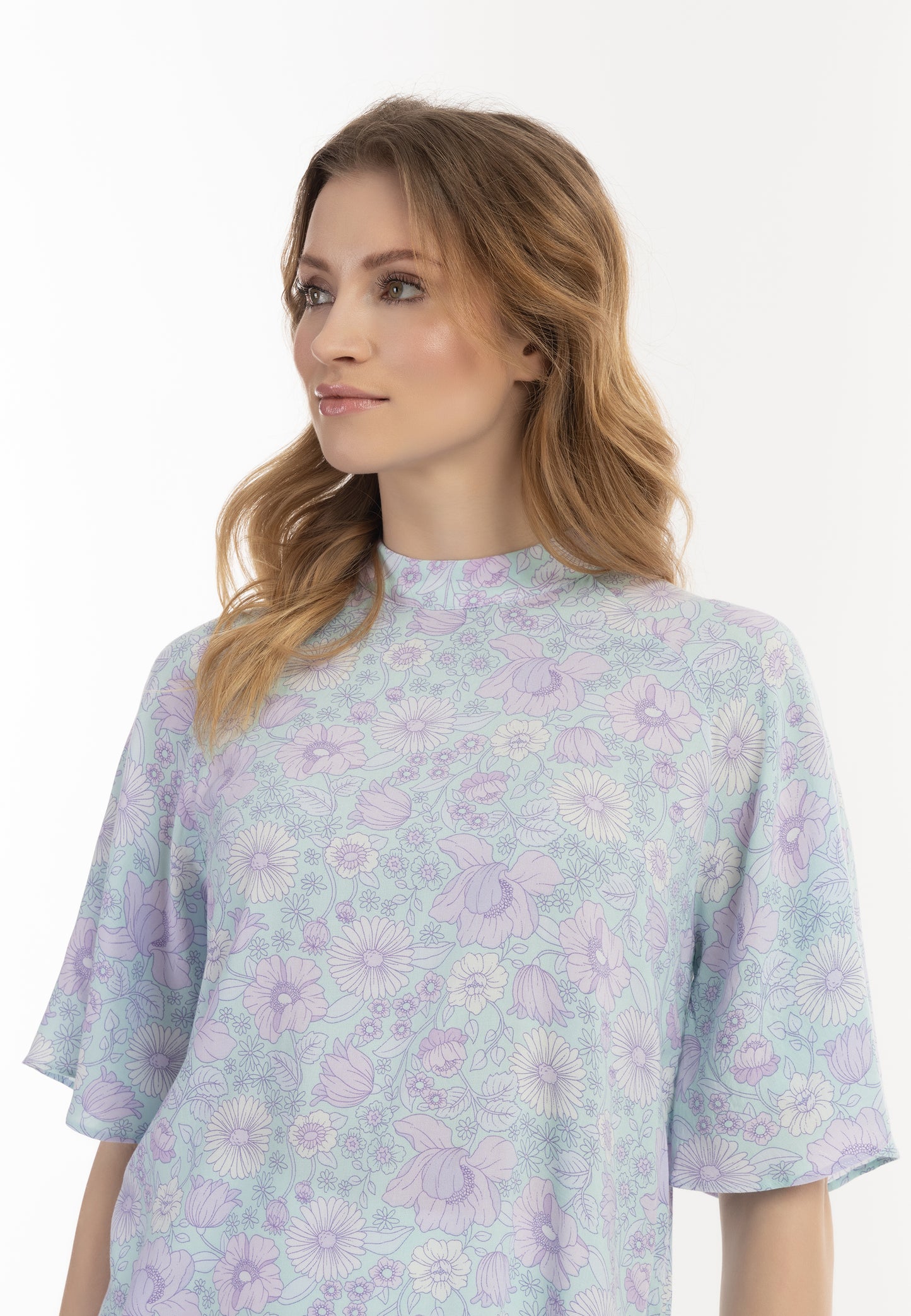 usha women's short sleeve blouse