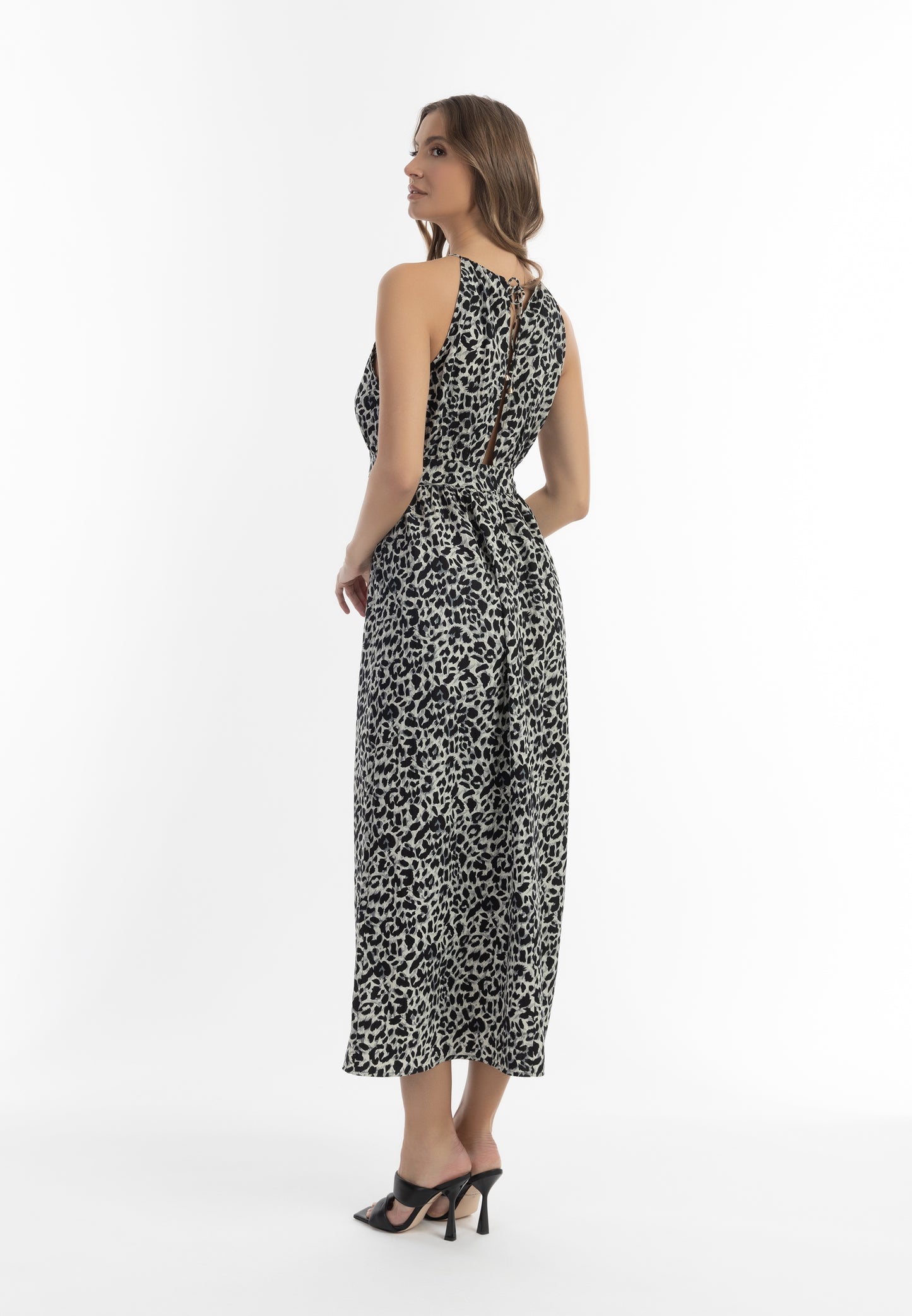 faina women's maxi dress leopard print