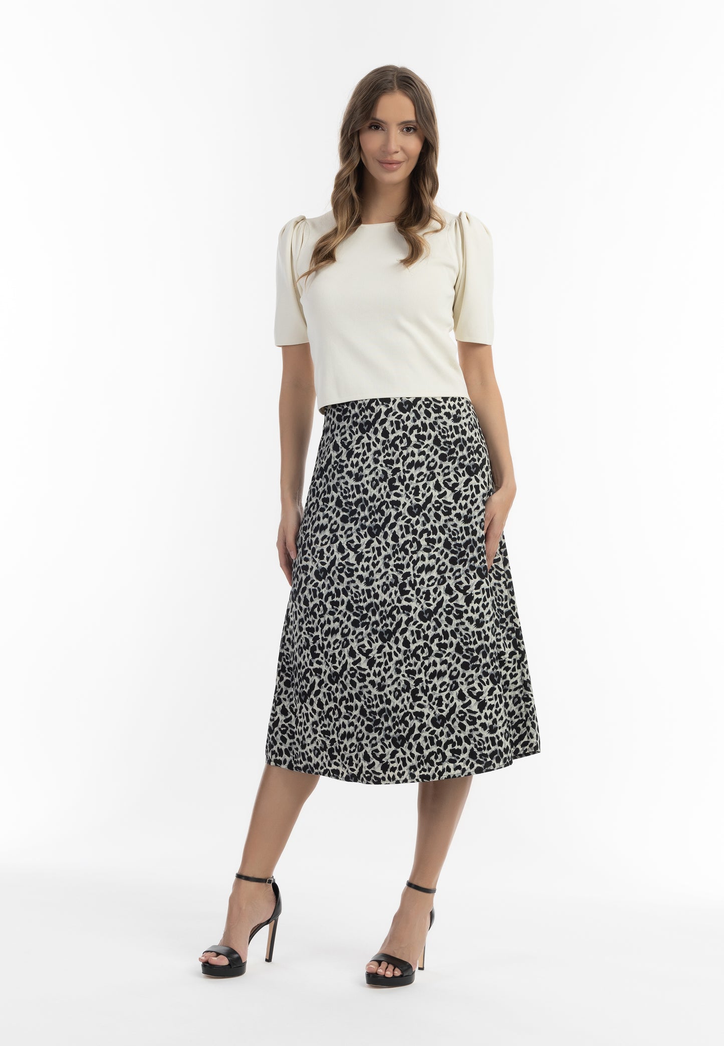 faina women's midi skirt with leopard print