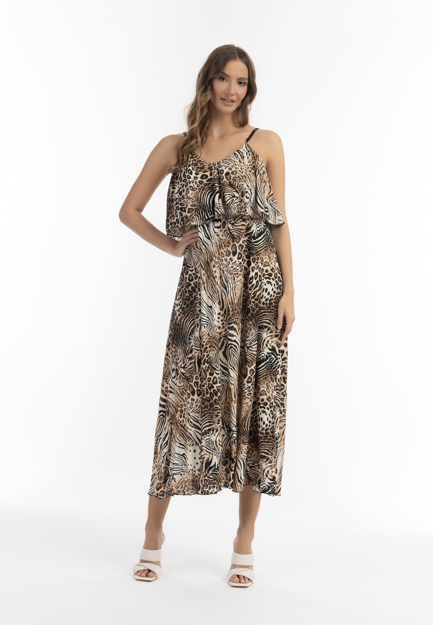 faina women's animal print maxi dress