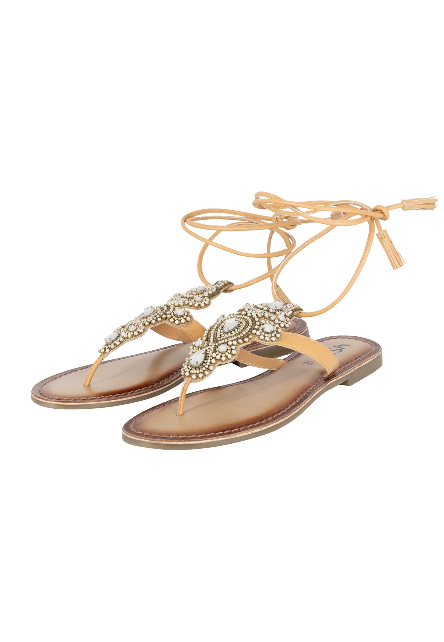 usha FESTIVAL women's Roman sandals with stone decorations