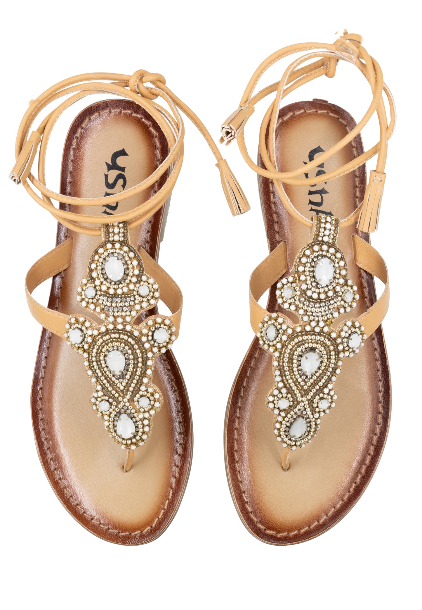 usha FESTIVAL women's Roman sandals with stone decorations