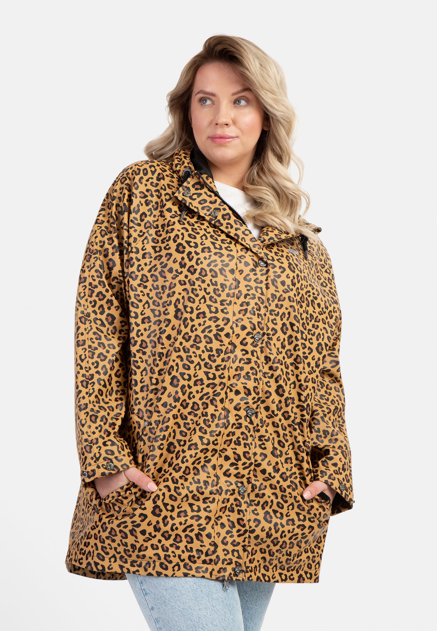 Schmuddelwedda women's plus size rain coat leopard print
