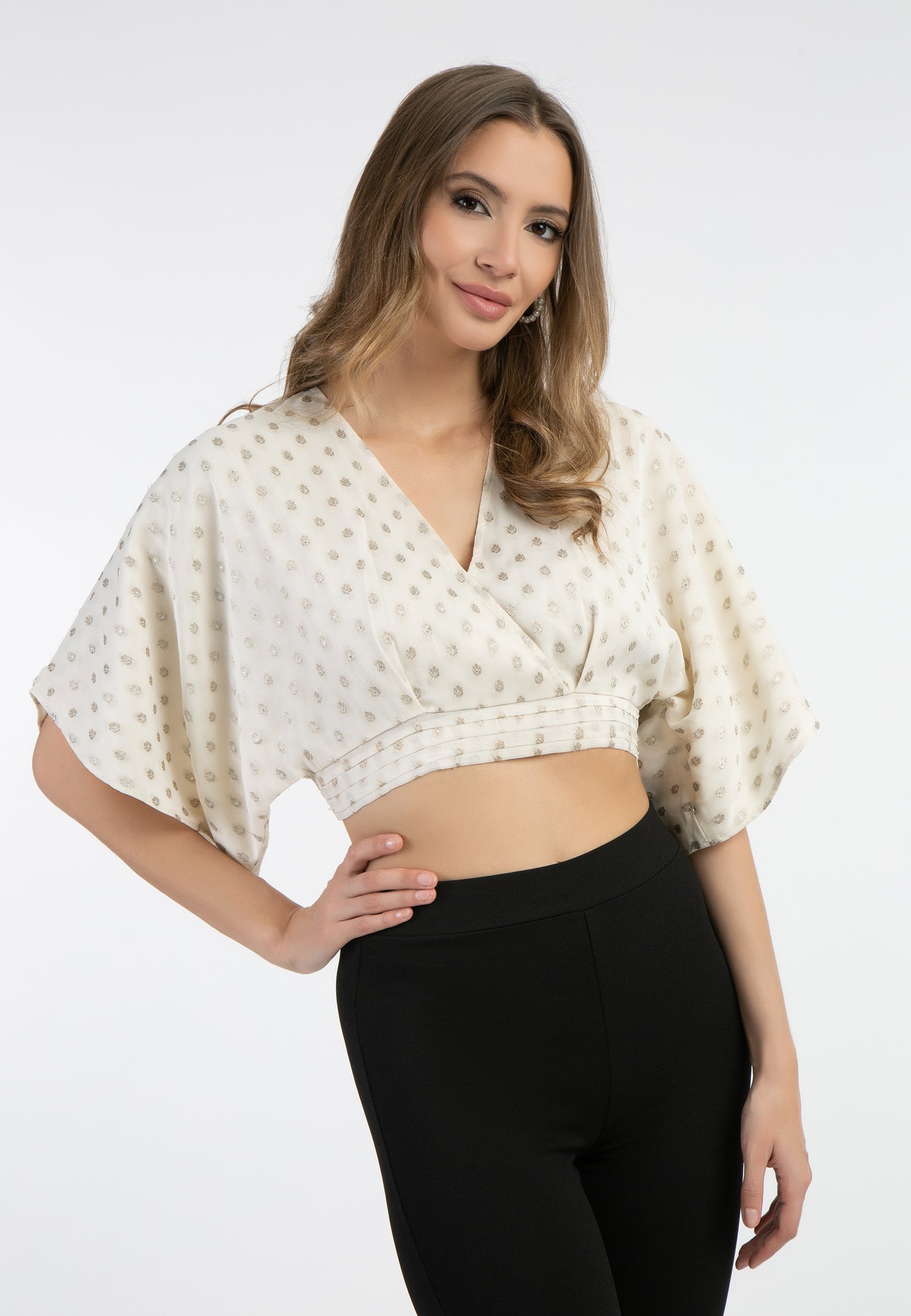 faina women's cropped blouse top