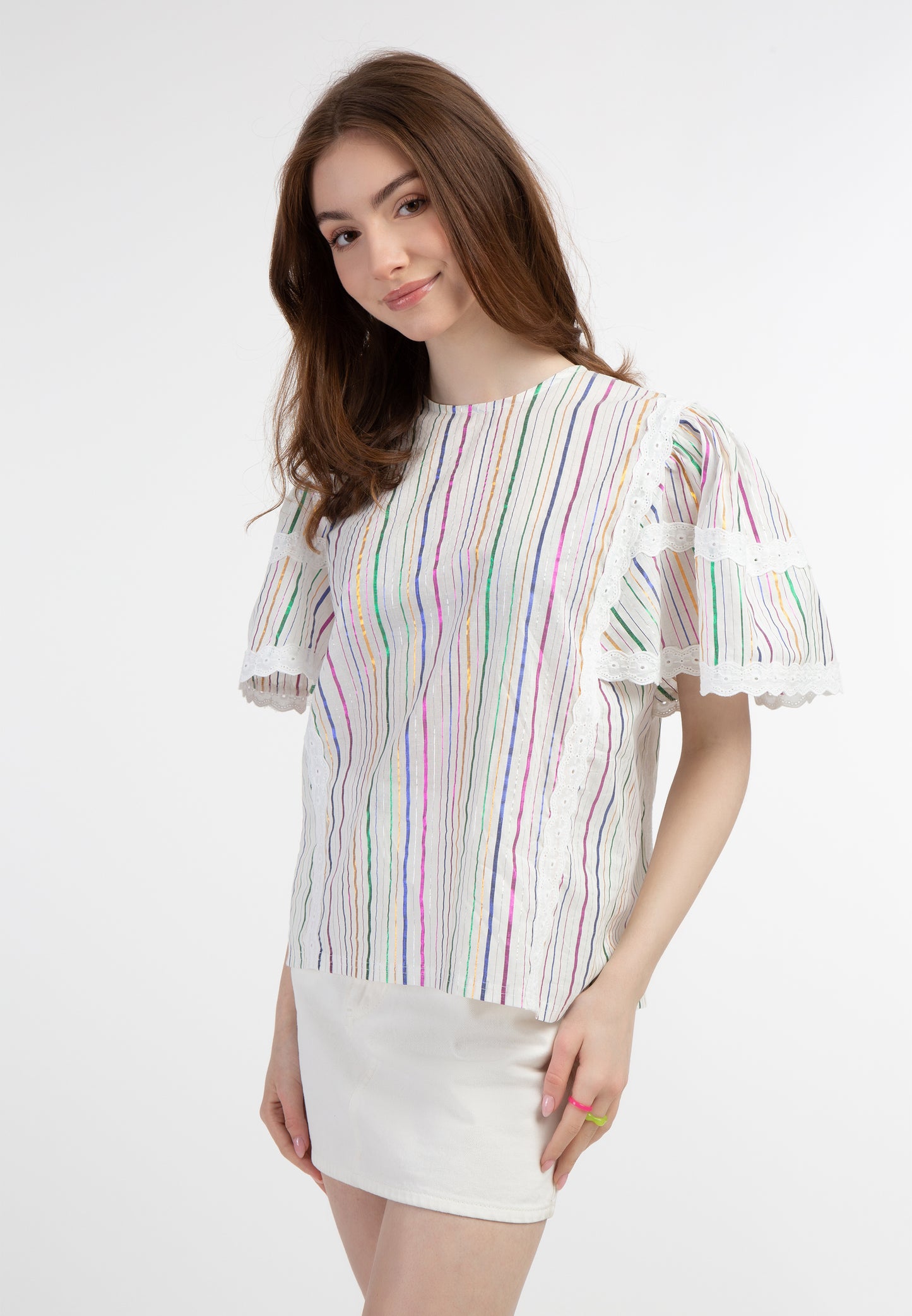 myMo women's blouse with metallic stripes