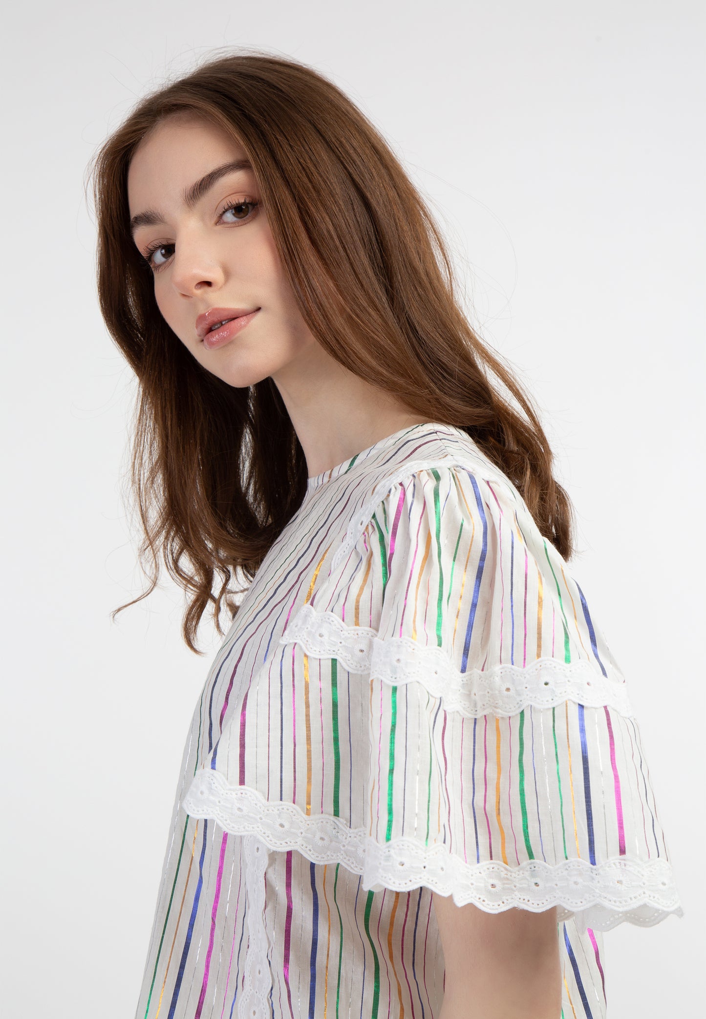 myMo women's blouse with metallic stripes