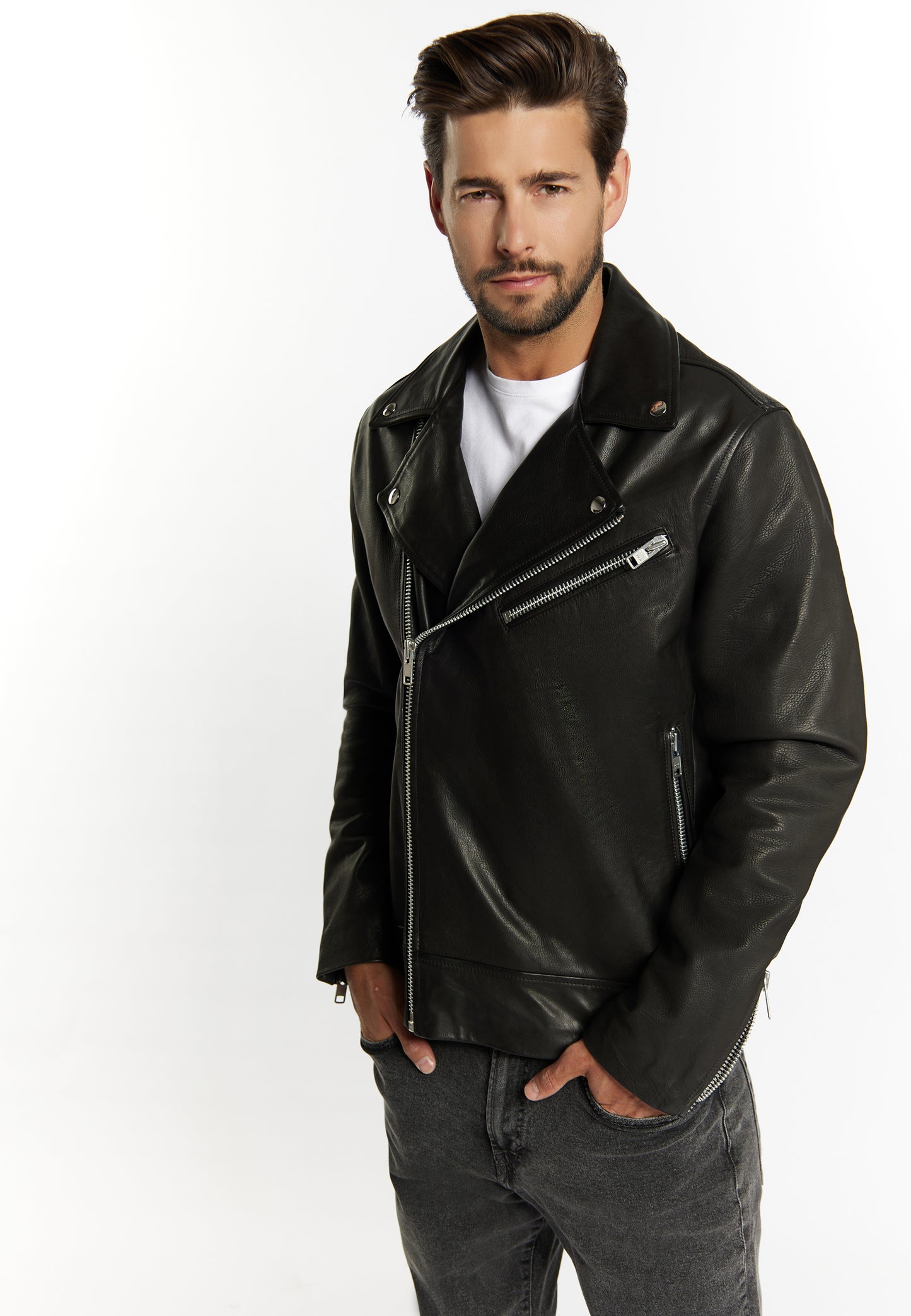 DreiMaster Vintage men's leather biker jacket