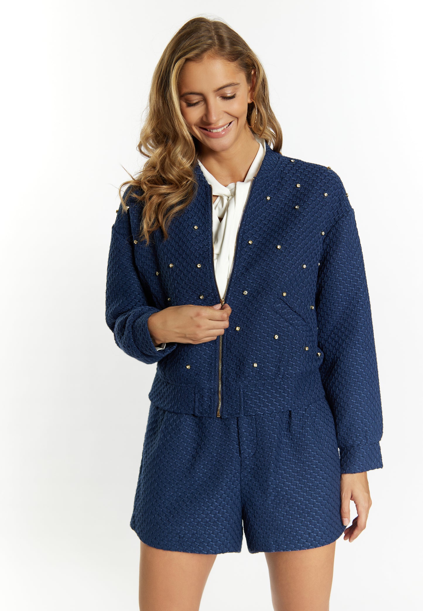 faina women's boucé jacket with rhinestones