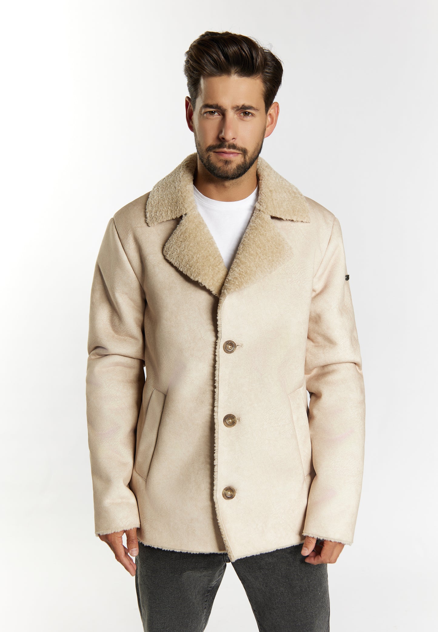 DreiMaster Vintage men's transition jacket made of imitation fur