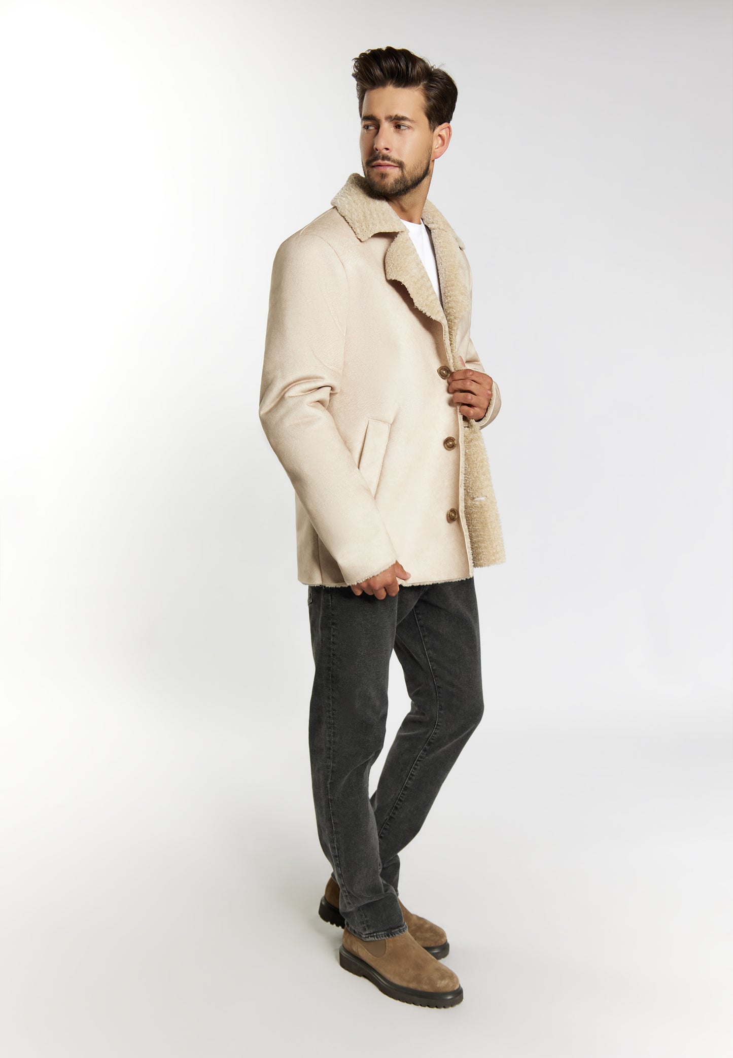DreiMaster Vintage men's transition jacket made of imitation fur