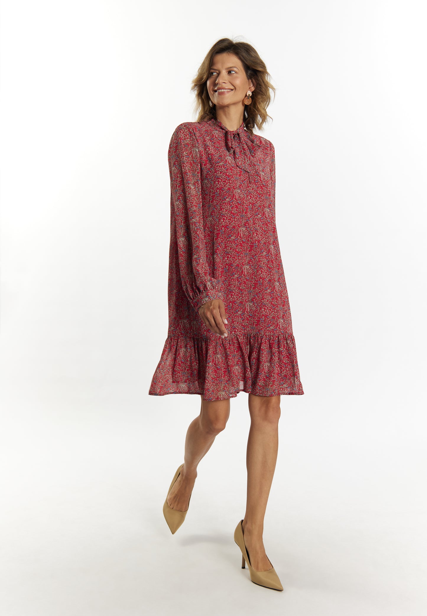 usha women's midi dress with floral print