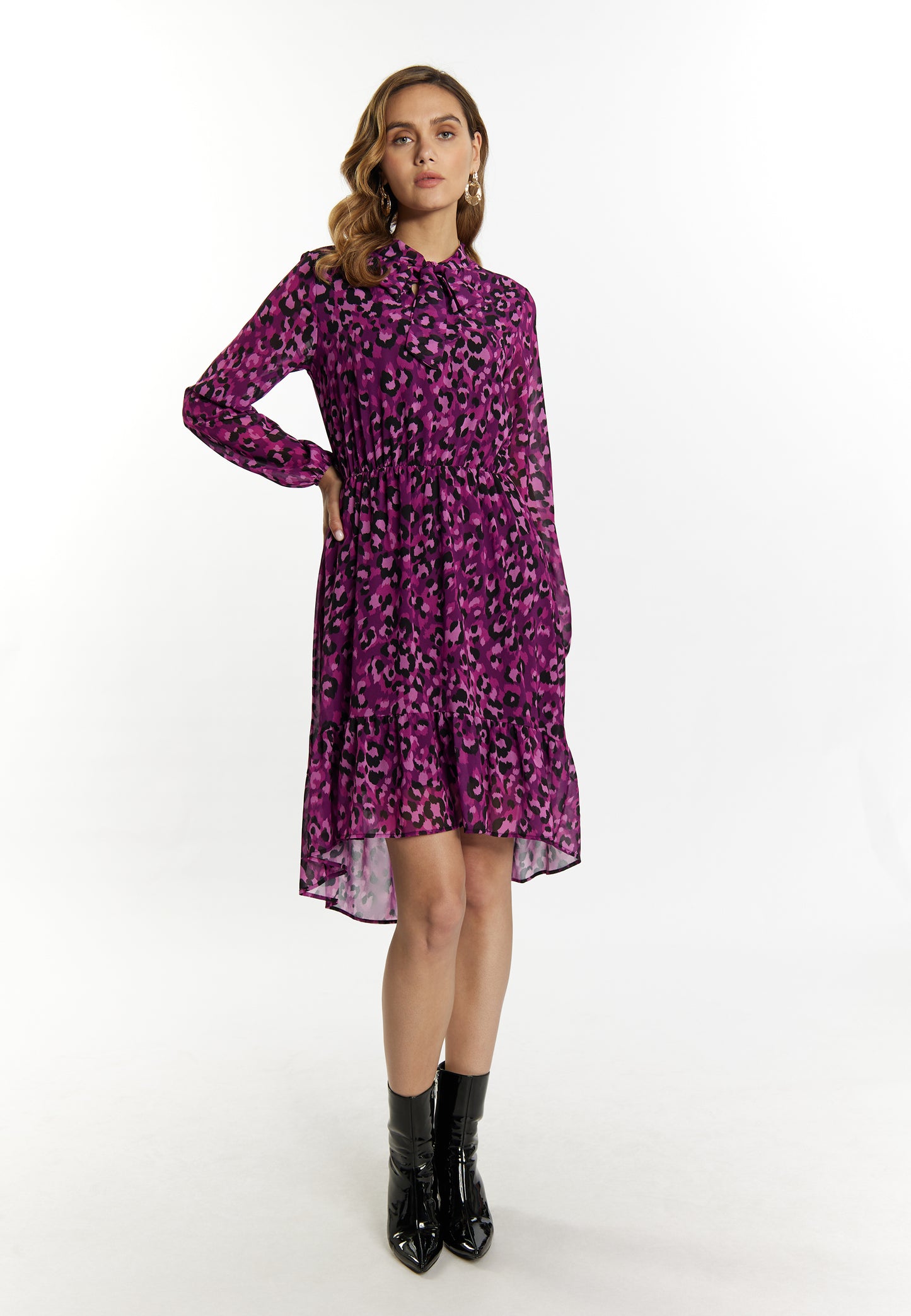 faina women's dress with leopard print
