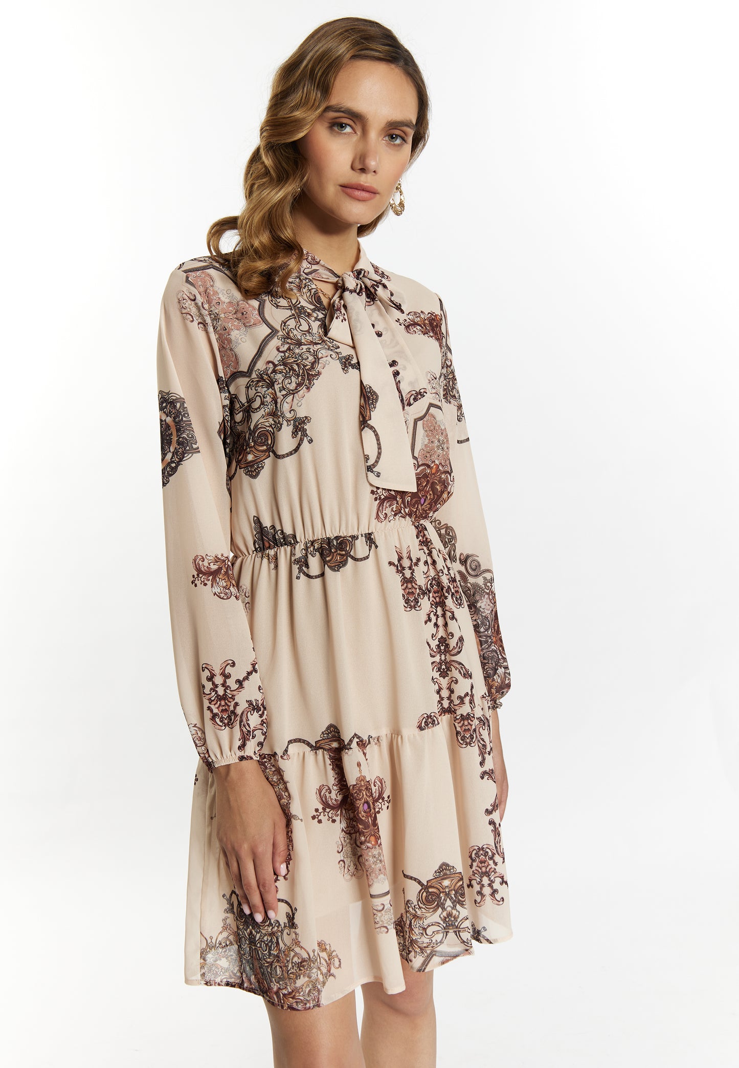 faina women's dress with baroque print