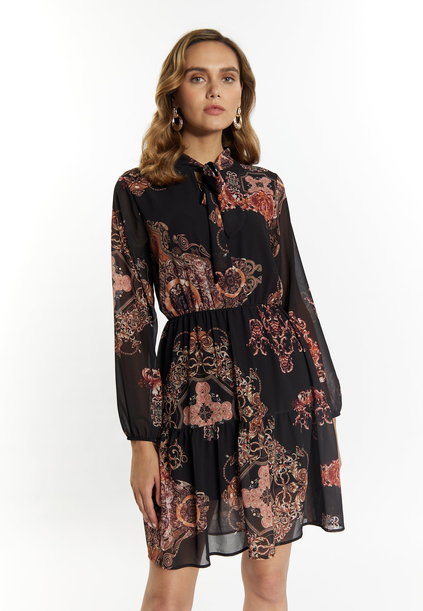 faina women's dress with baroque print