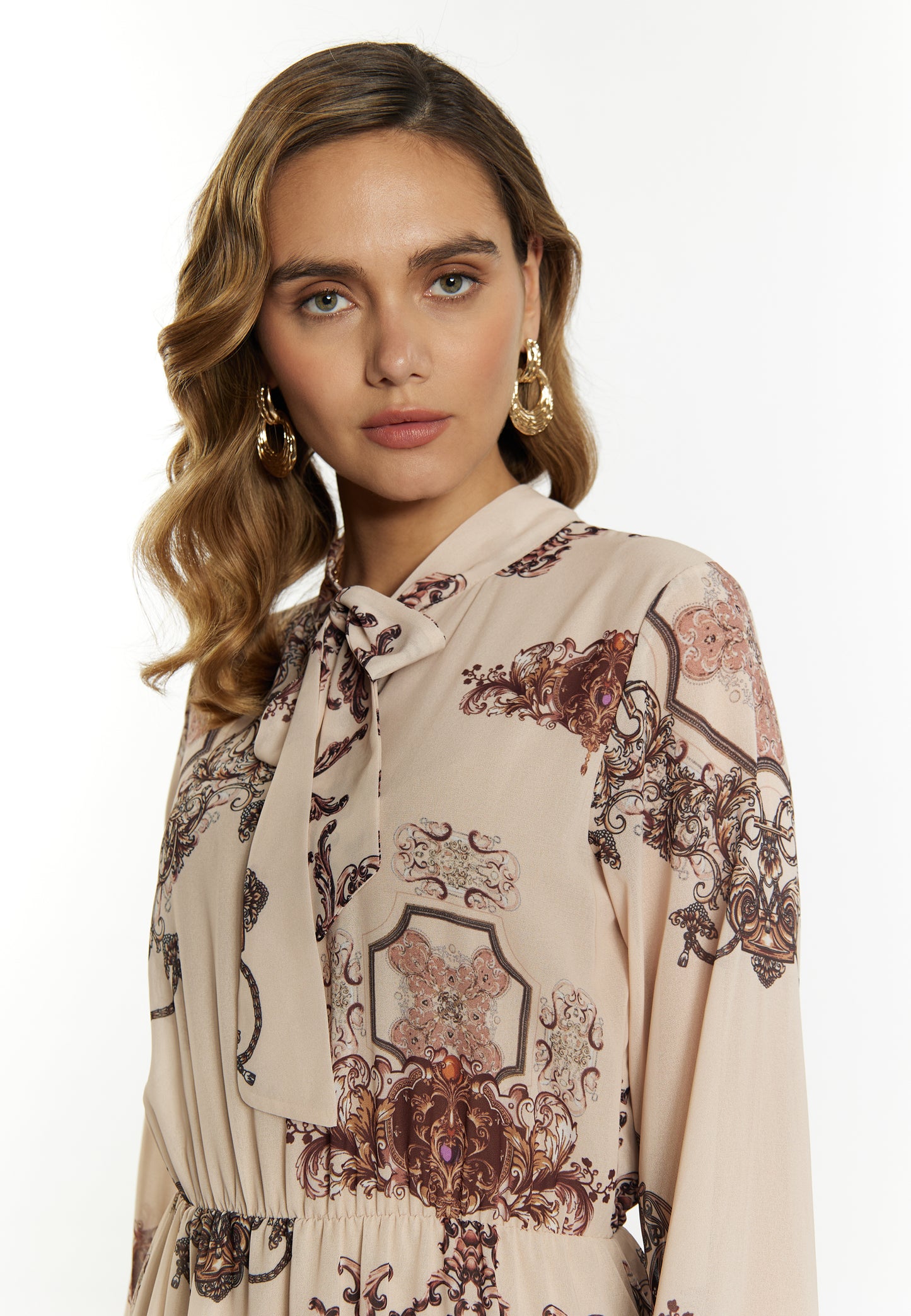 faina women's dress with baroque print