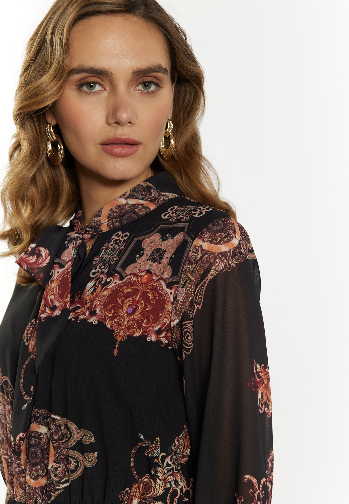 faina women's dress with baroque print