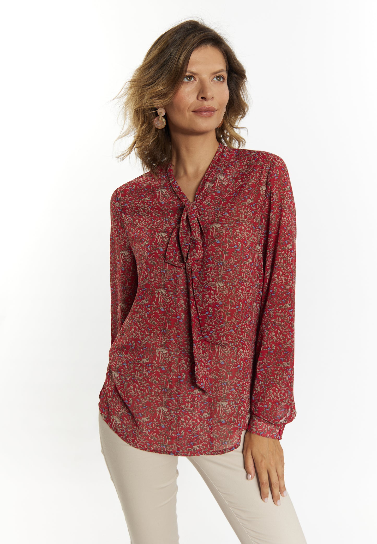 usha women's tie neck blouse