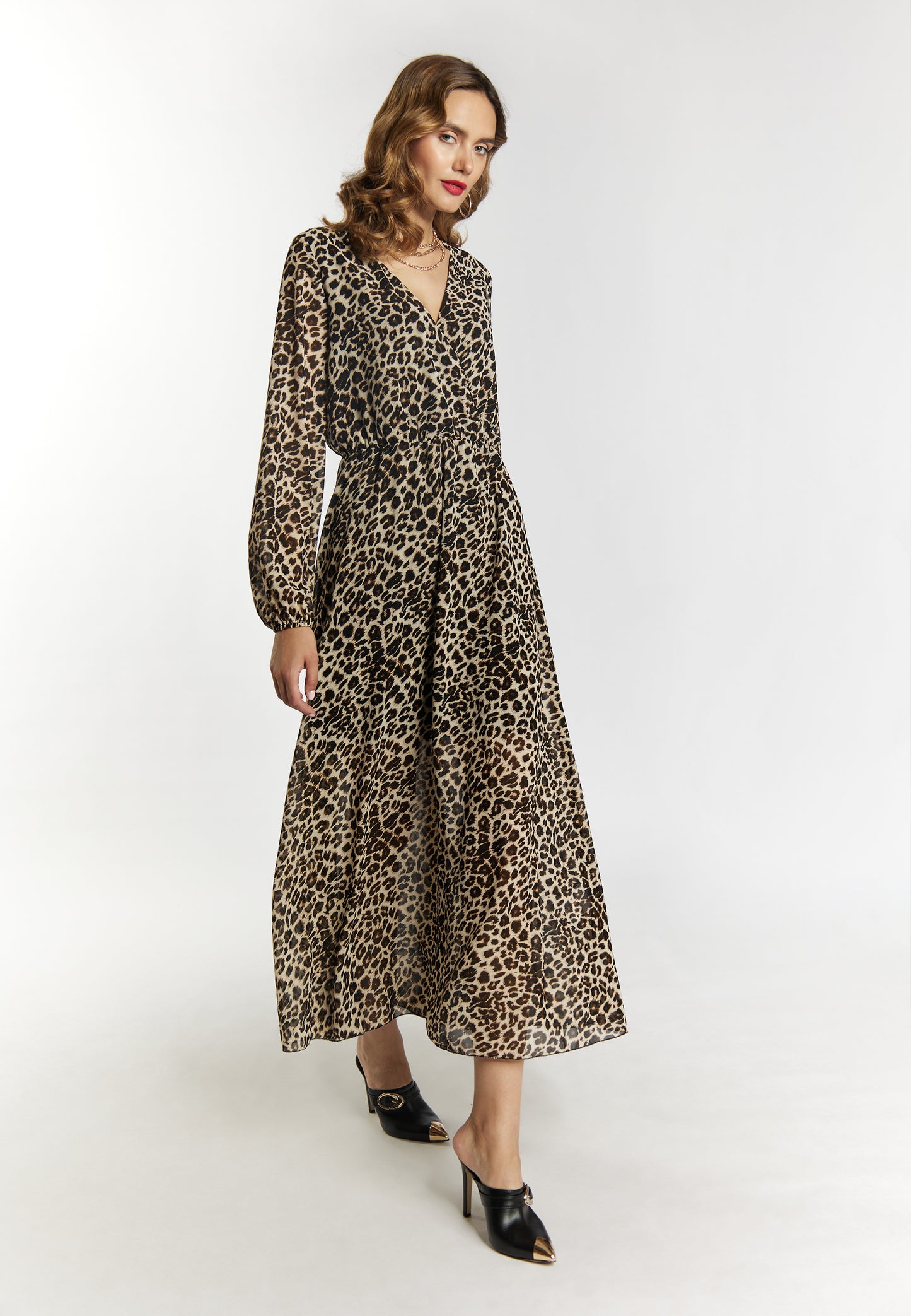 faina women's maxi dress leopard print