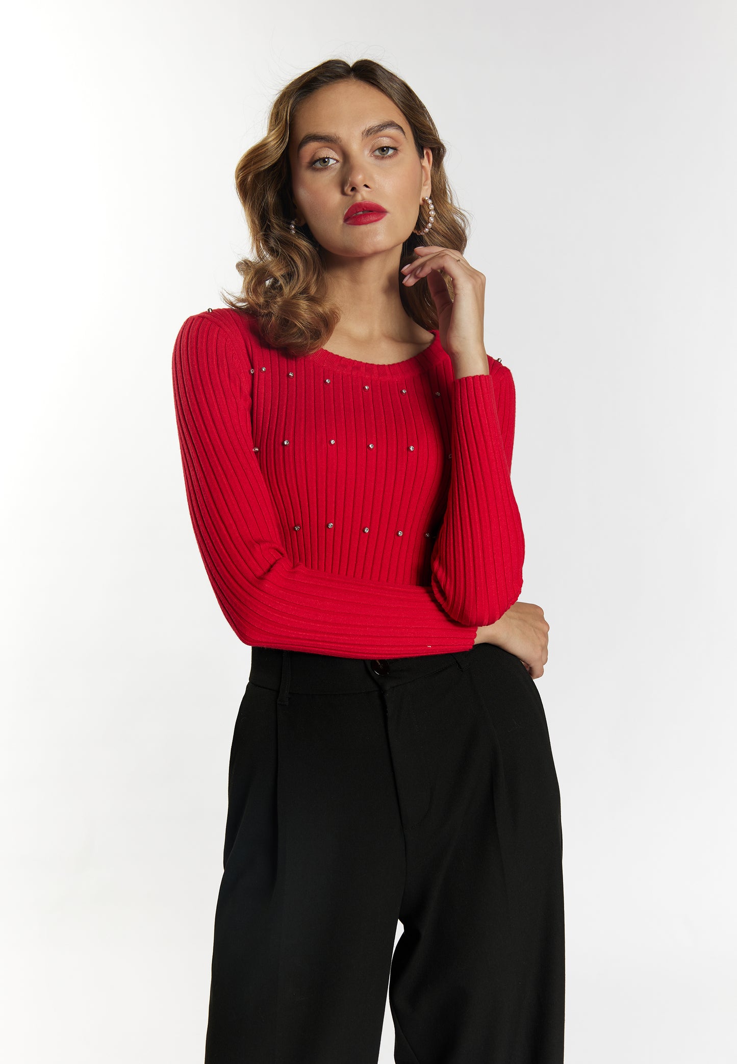 faina women's sweater with rhinestone