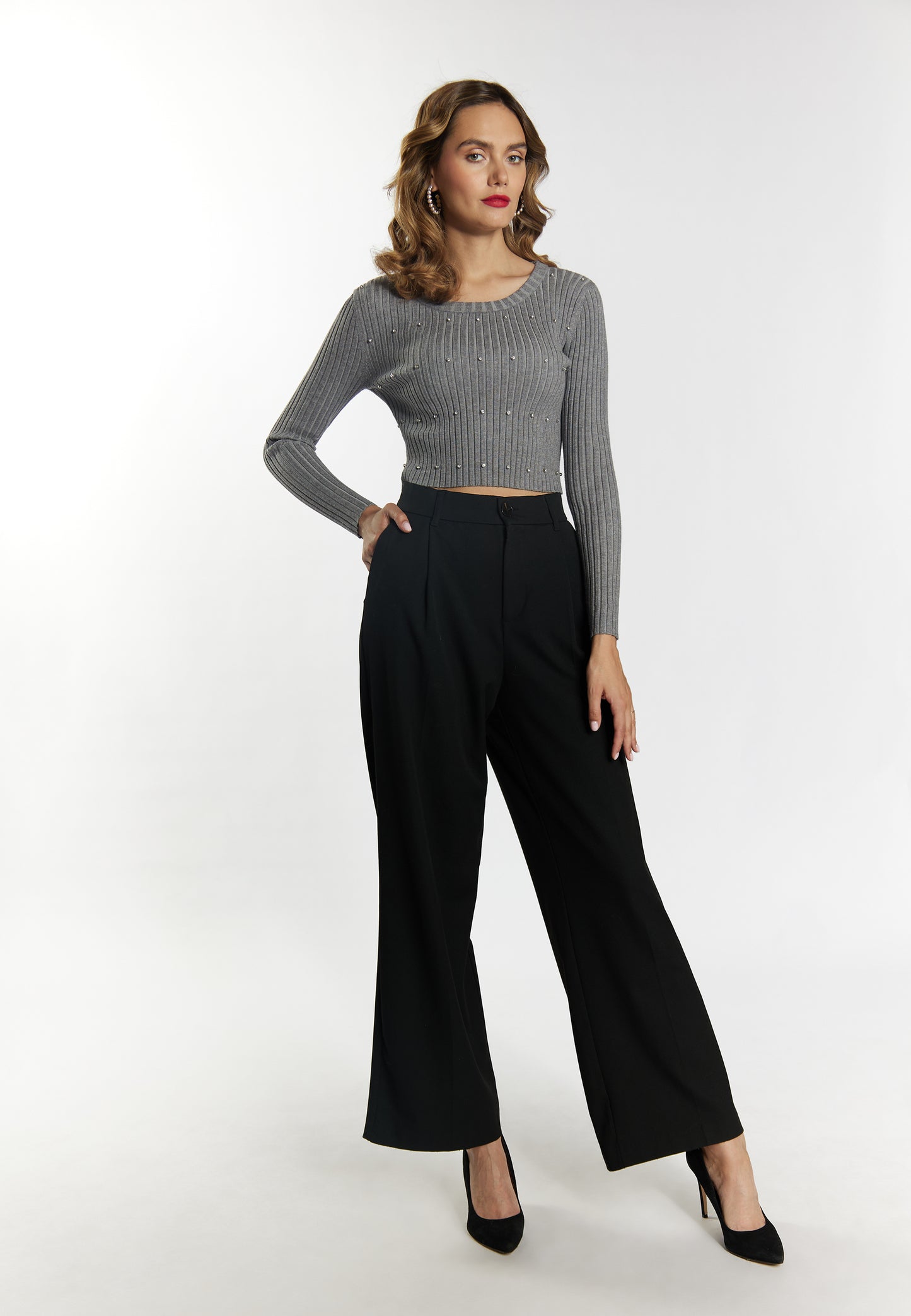 faina women's sweater with rhinestone