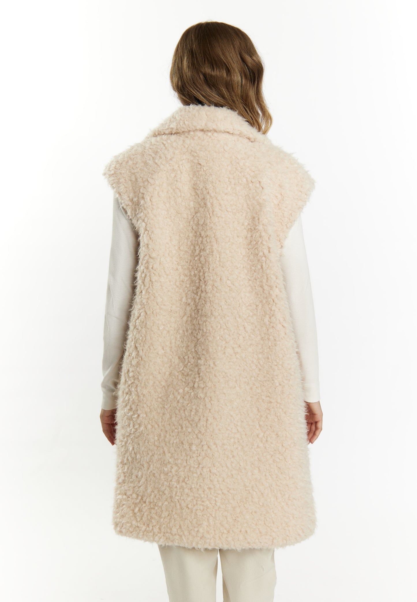 DreiMaster Vintage women's long vest made of imitation fur