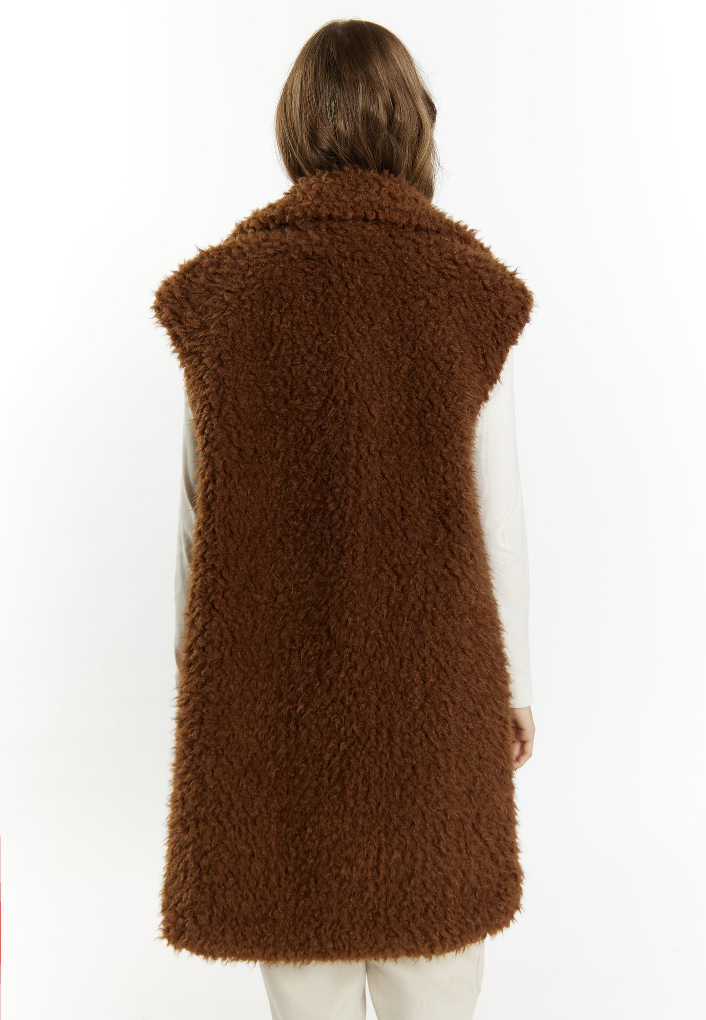 DreiMaster Vintage women's long vest made of imitation fur