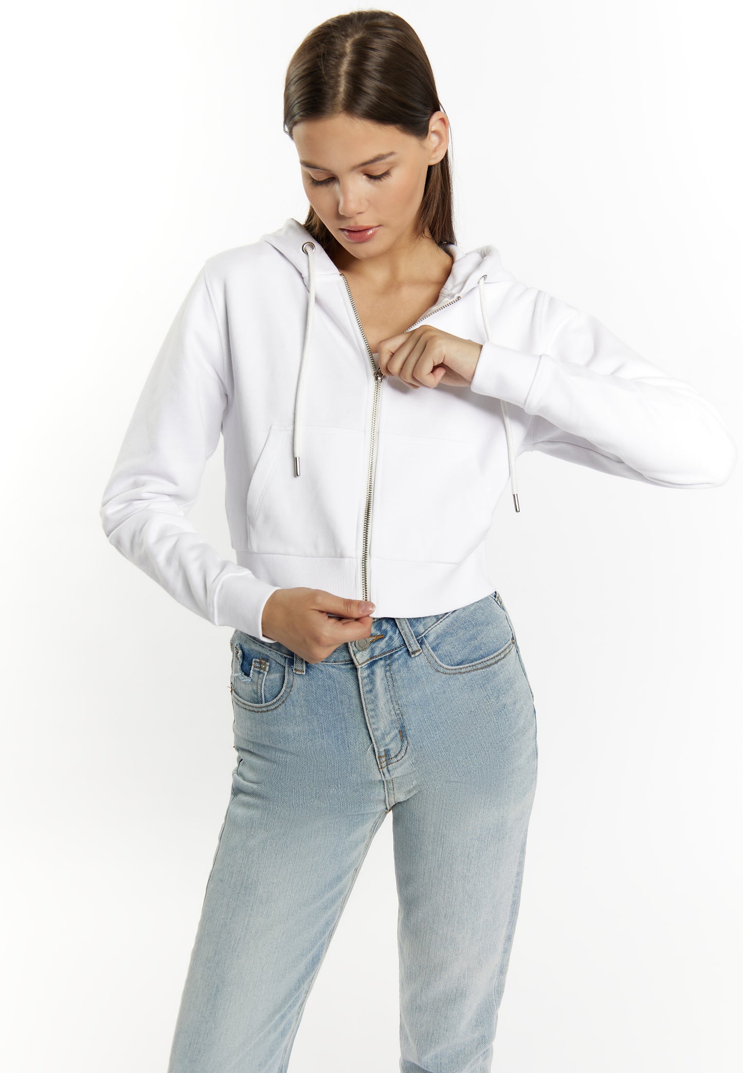 myMo women's cropped zip hoodie