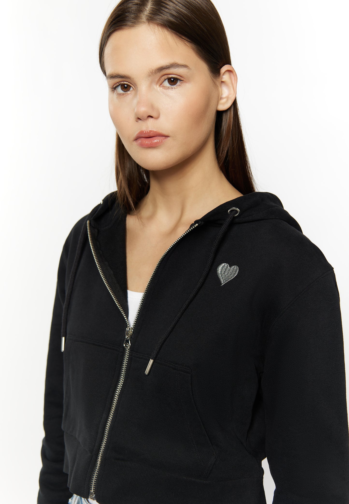 myMo women's cropped zip hoodie