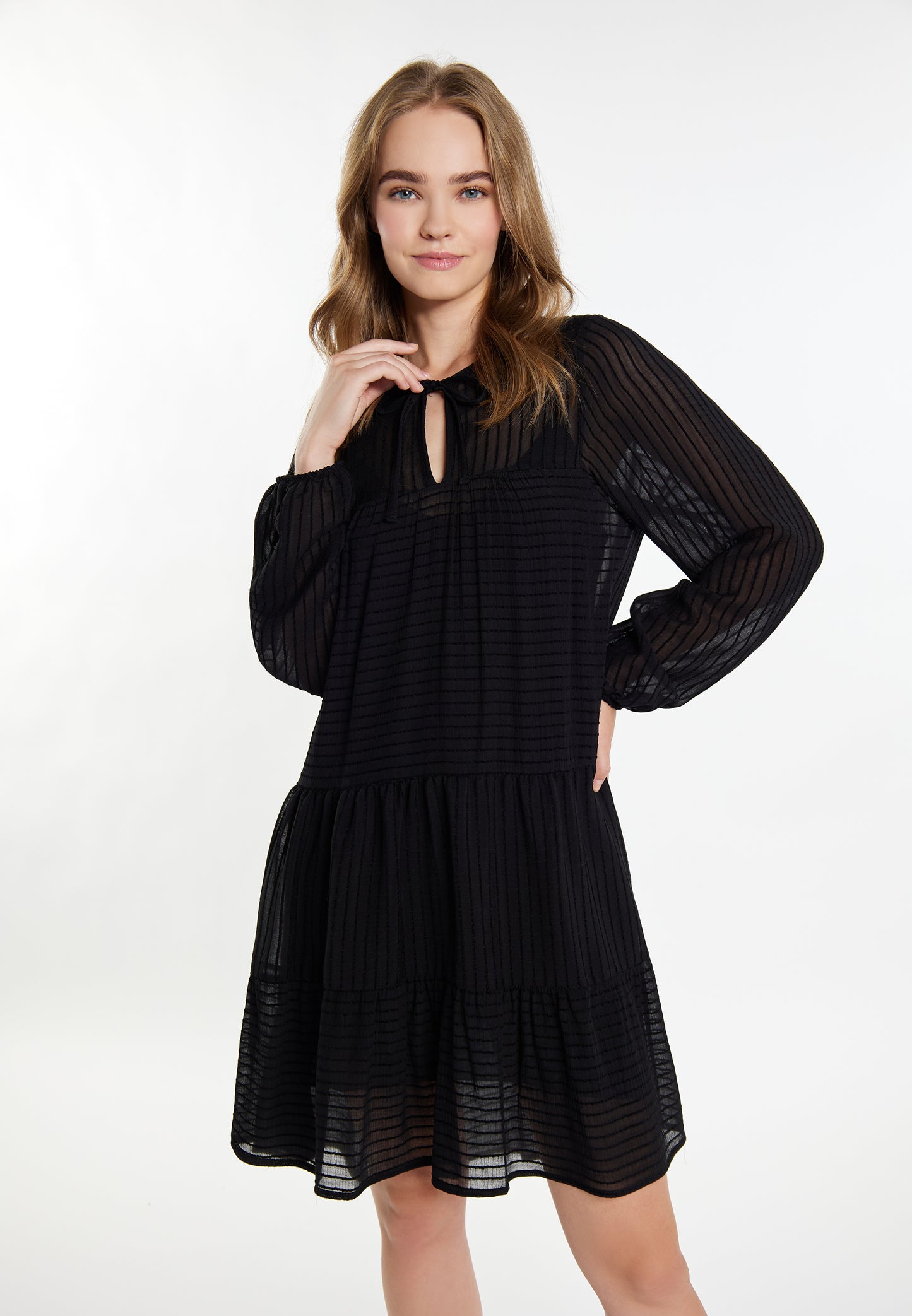 IZIA women's midi dress in a striped design