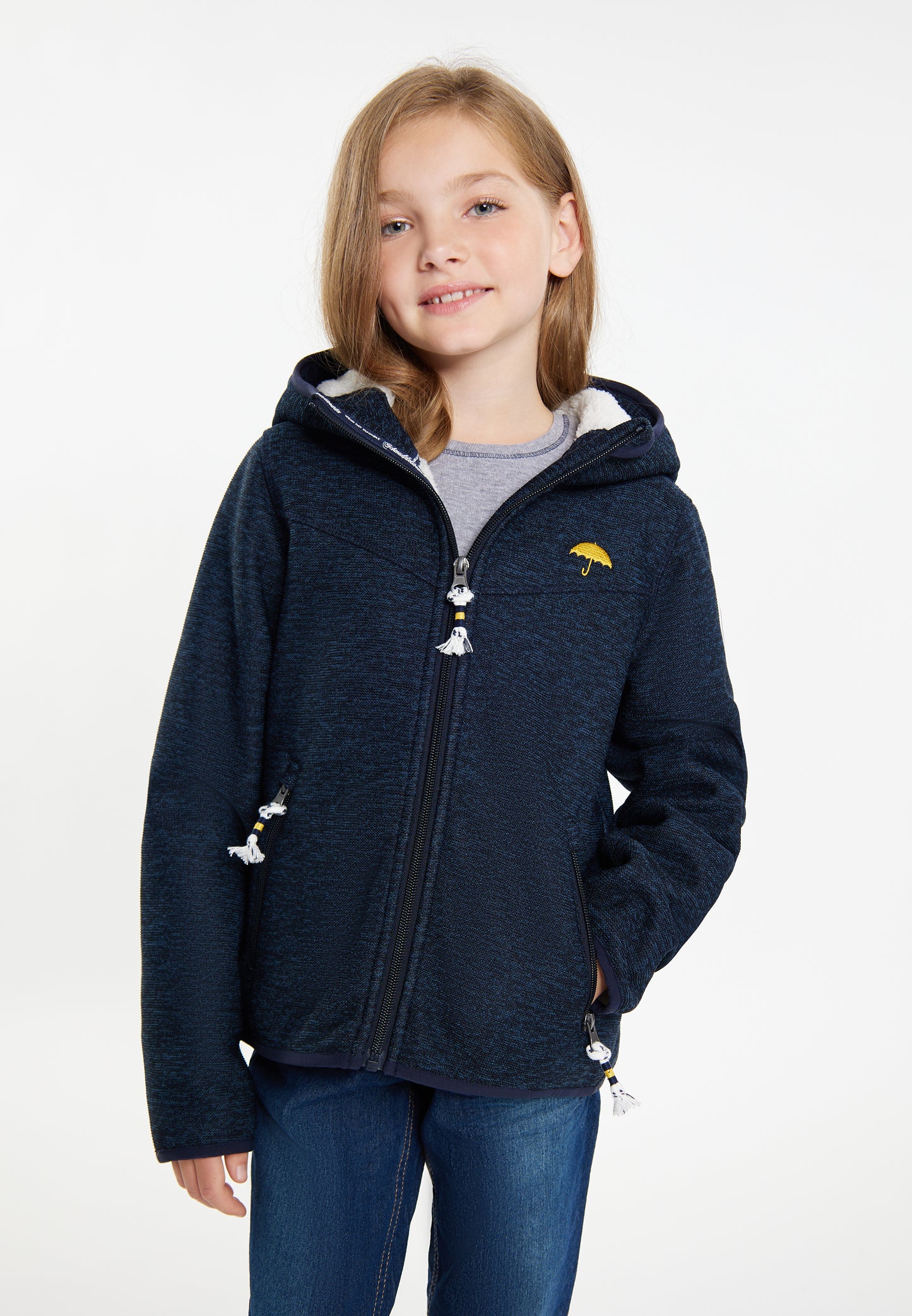 Schmuddelwedda girl's knitted fleece blouson jacket with teddy lining