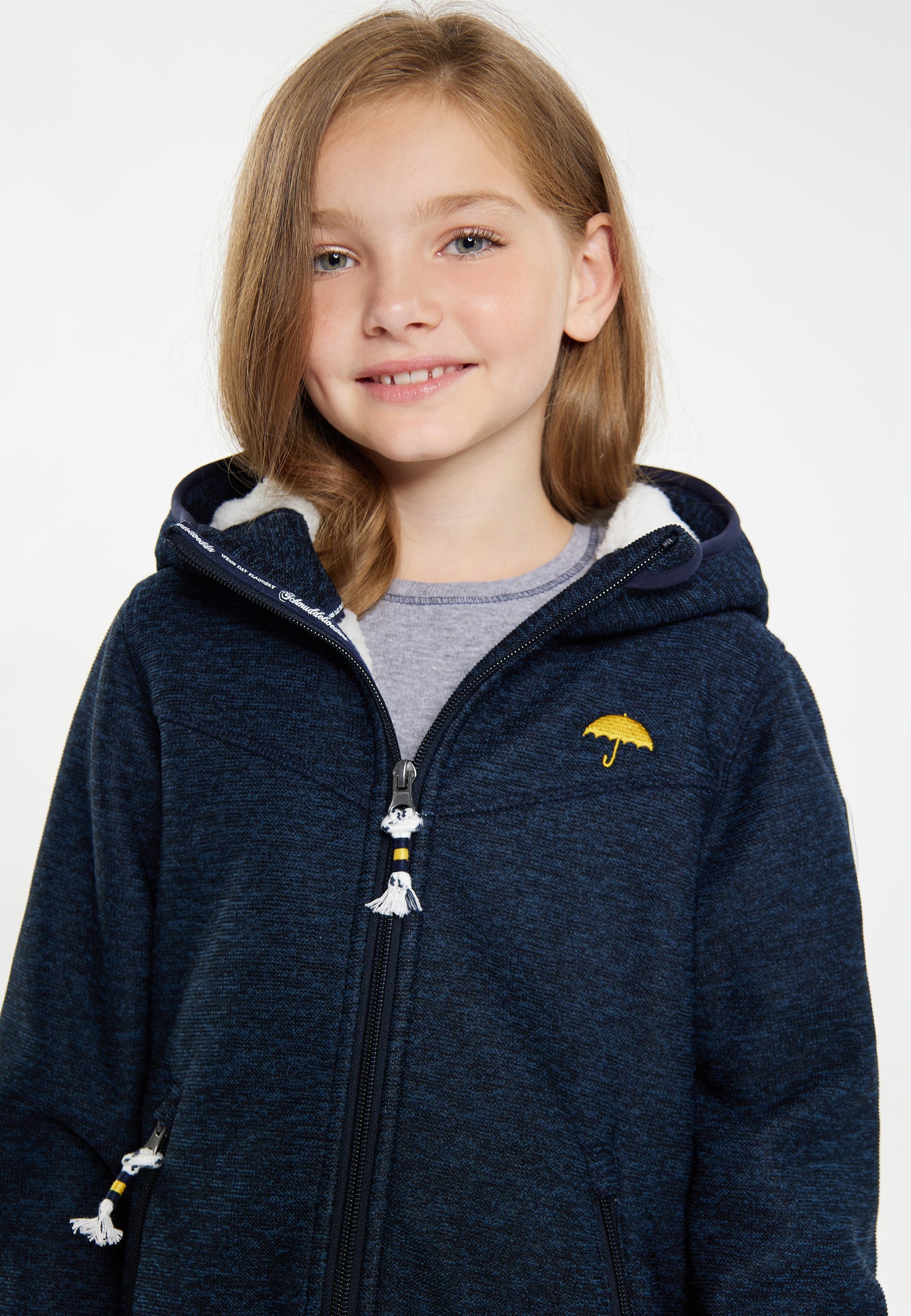 Schmuddelwedda girl's knitted fleece blouson jacket with teddy lining