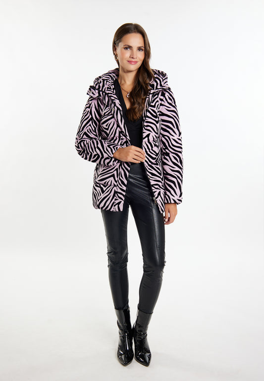 faina women's zebra print quilted jacket