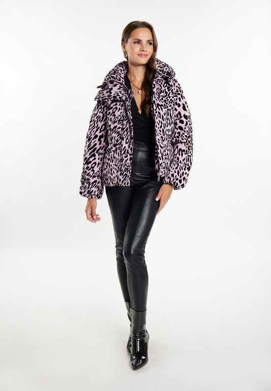 faina women's quilted jacket with leopard print