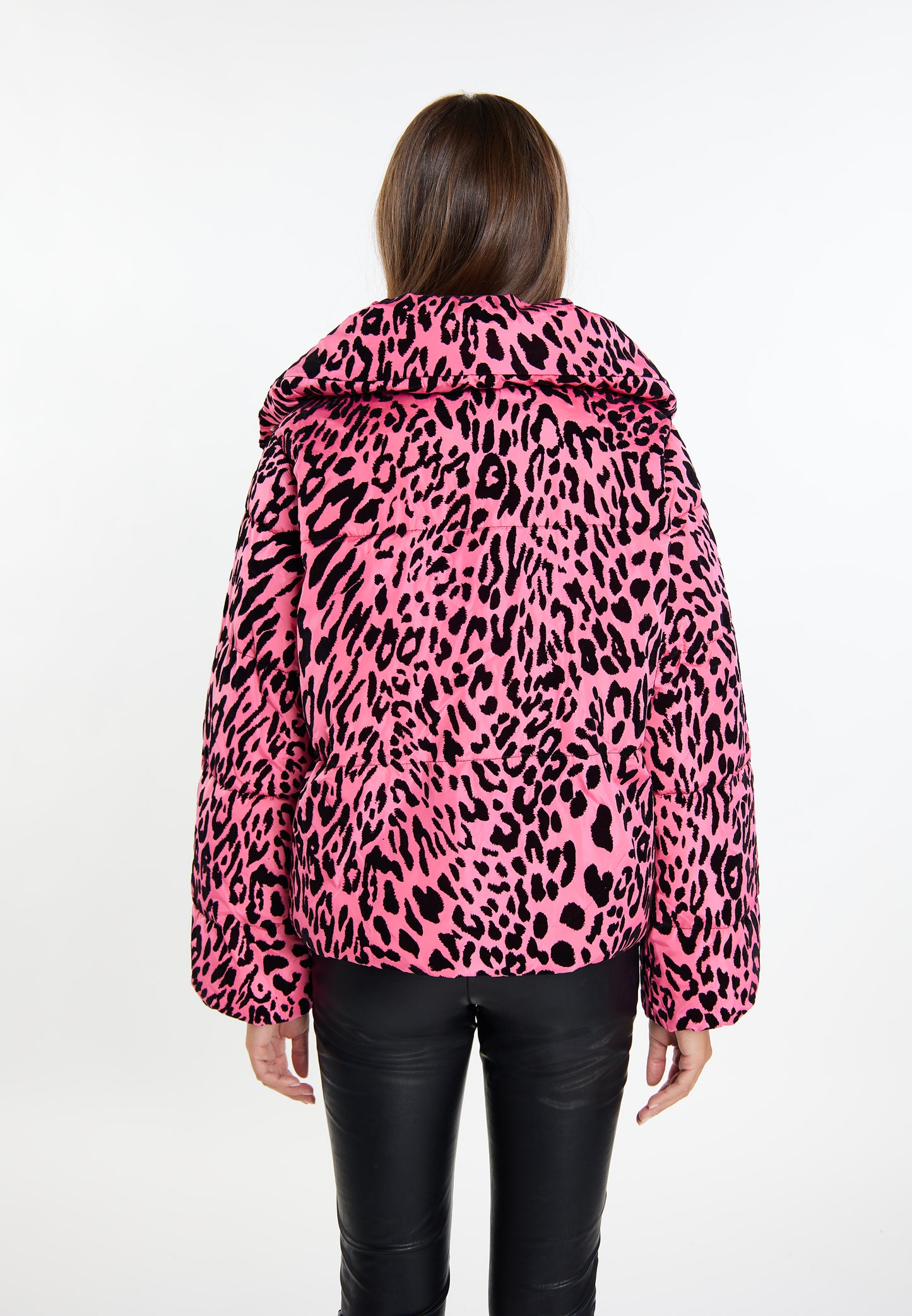 faina women's quilted jacket with leopard print
